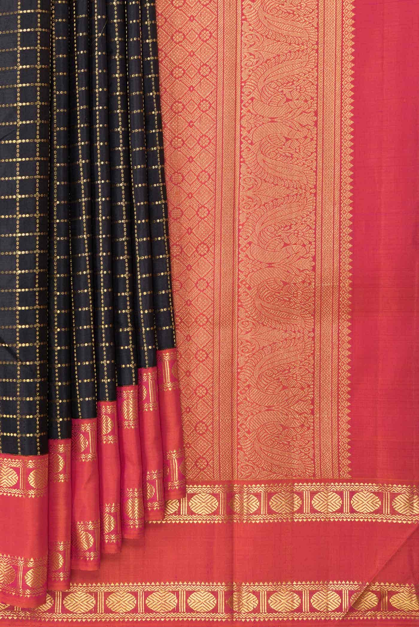Pure Silk Pure Zari Black Kanchipuram Saree