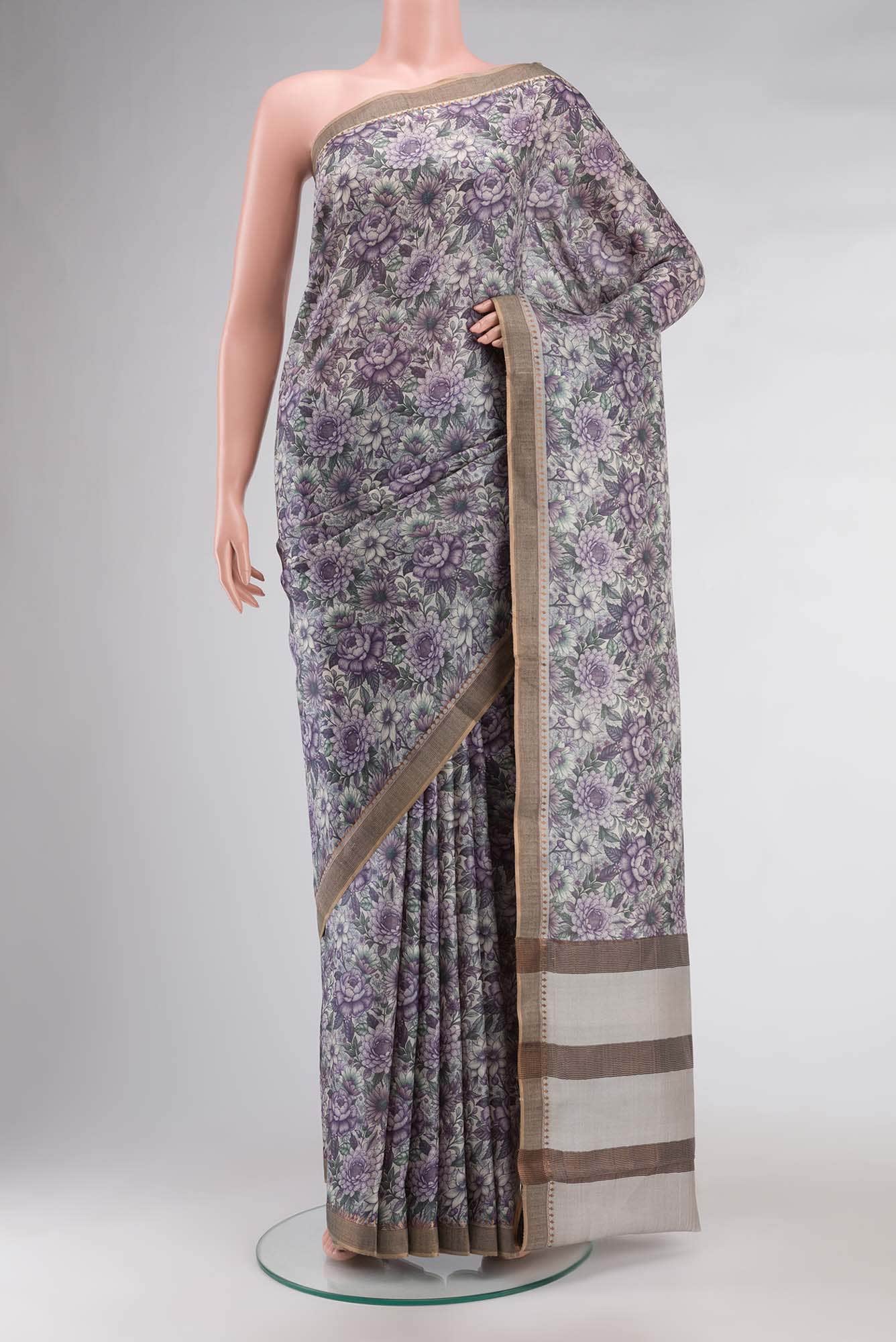 Violet Bhagalpuri Tussar Silk Saree