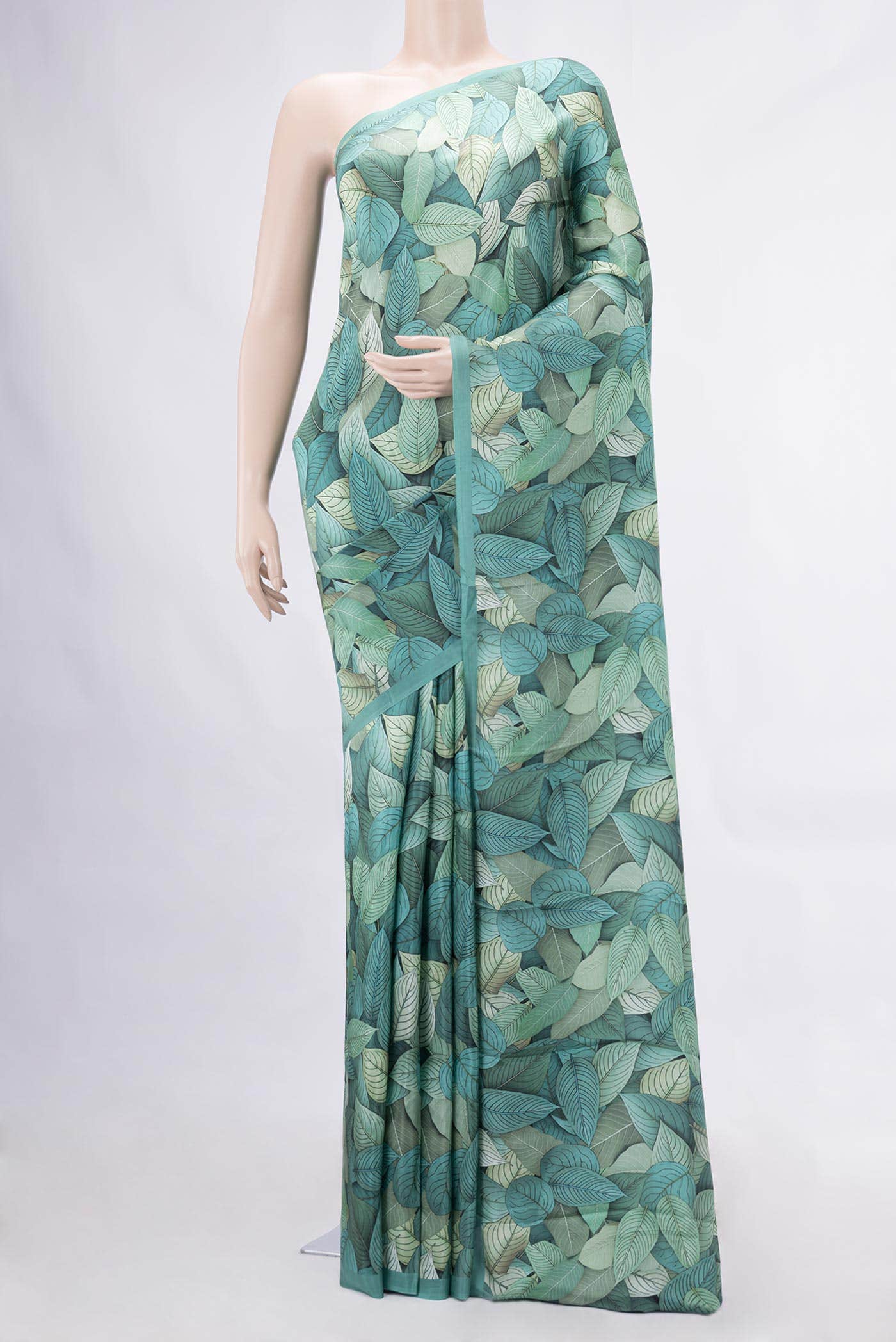 Light Green Printed Silk Saree
