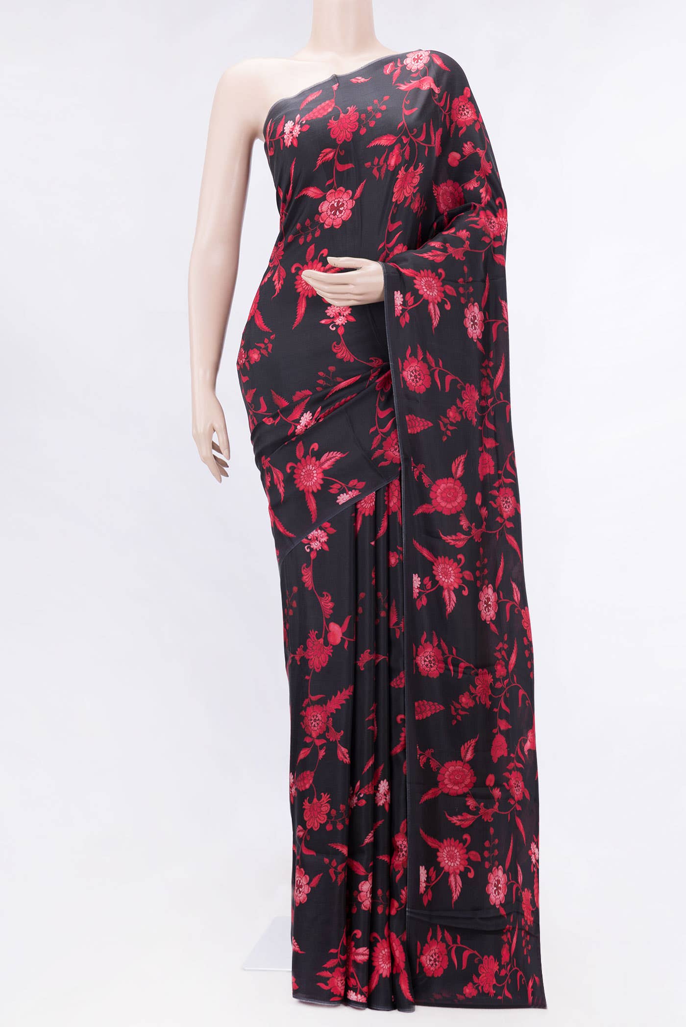 Black Dual Tone Mysore Crepe Saree