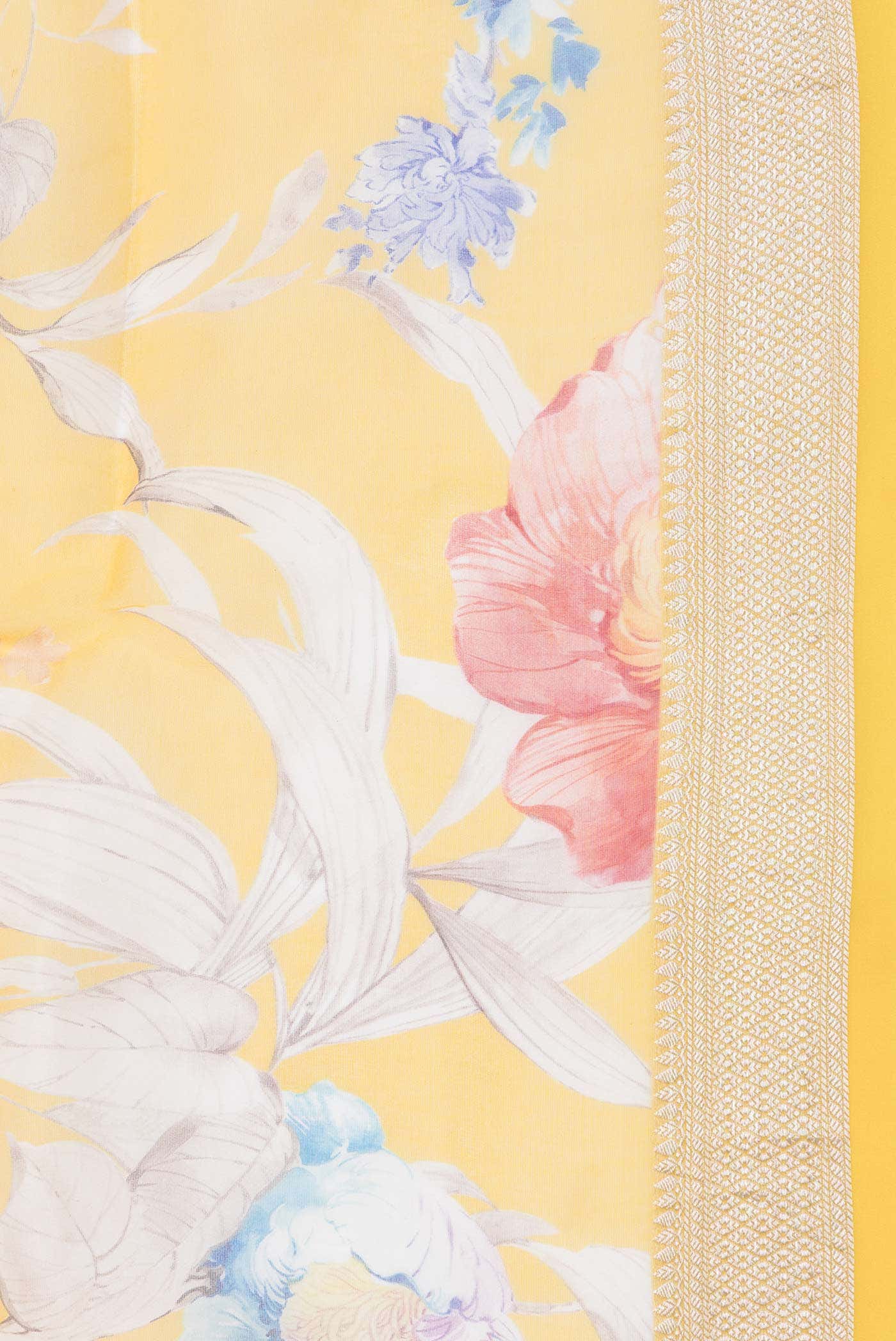 Yellow Dual Tone Organza Silk Saree