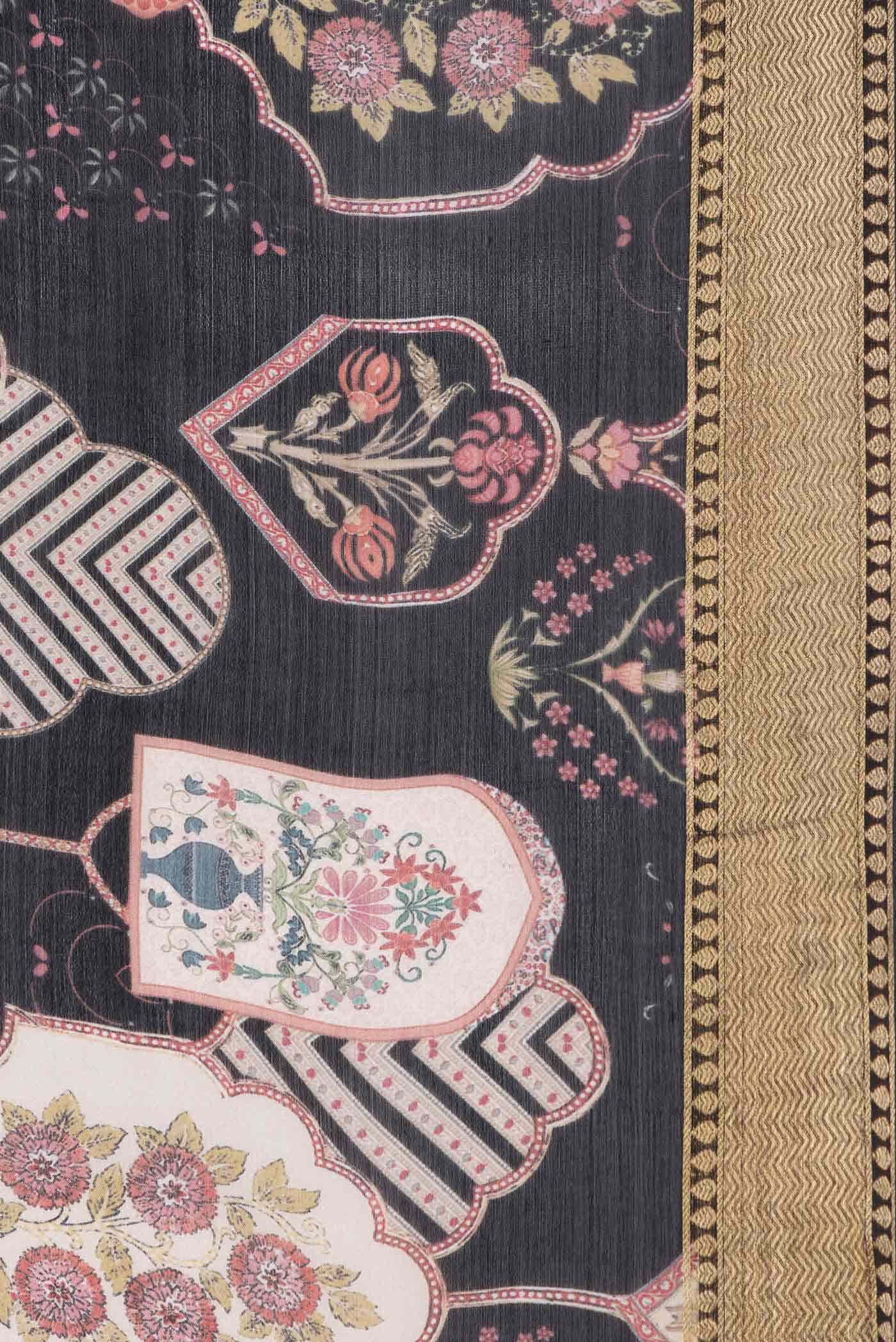 Black Dual Tone Mysore Crepe Saree