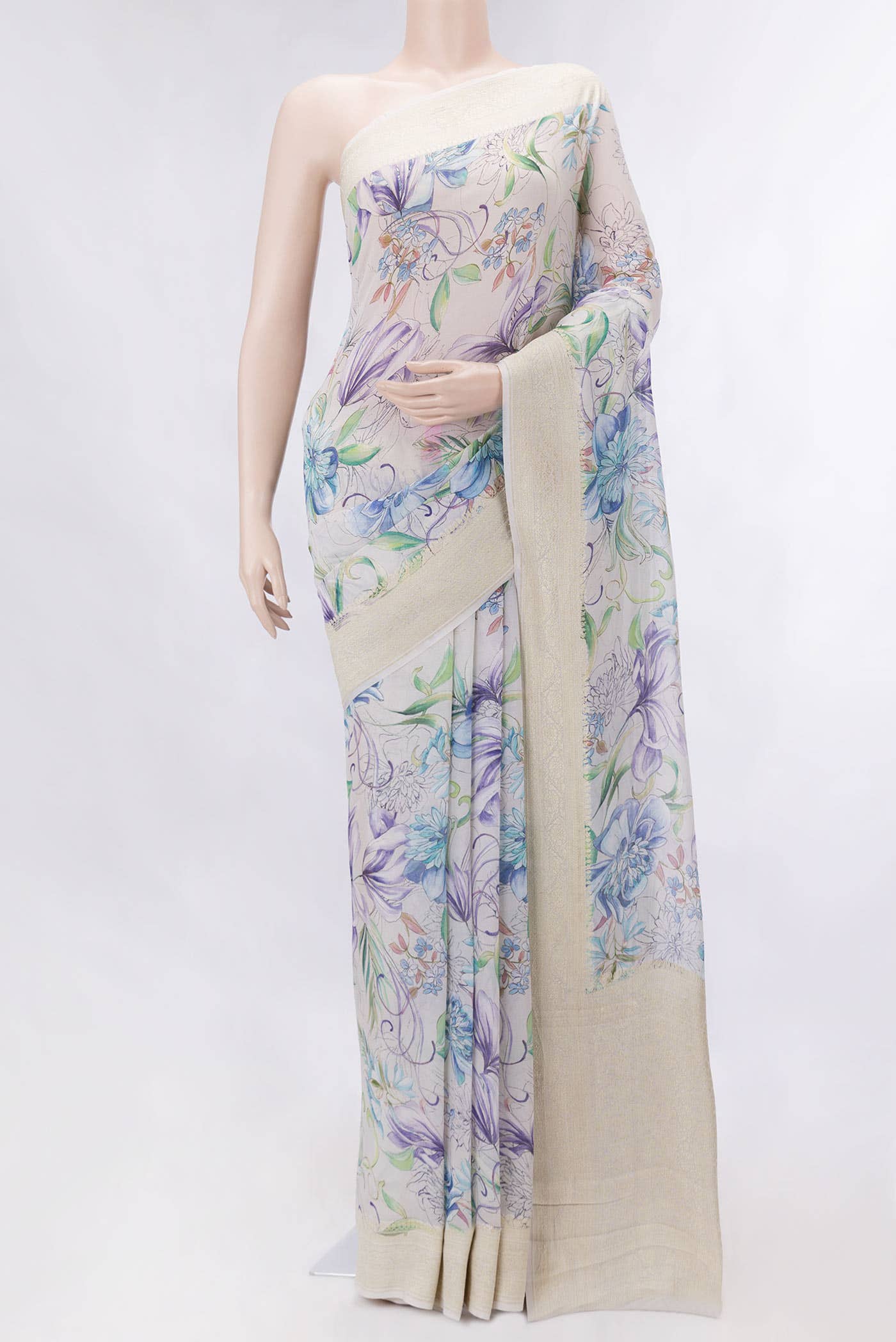 Beige Dual Tone Mysore Georgette Saree