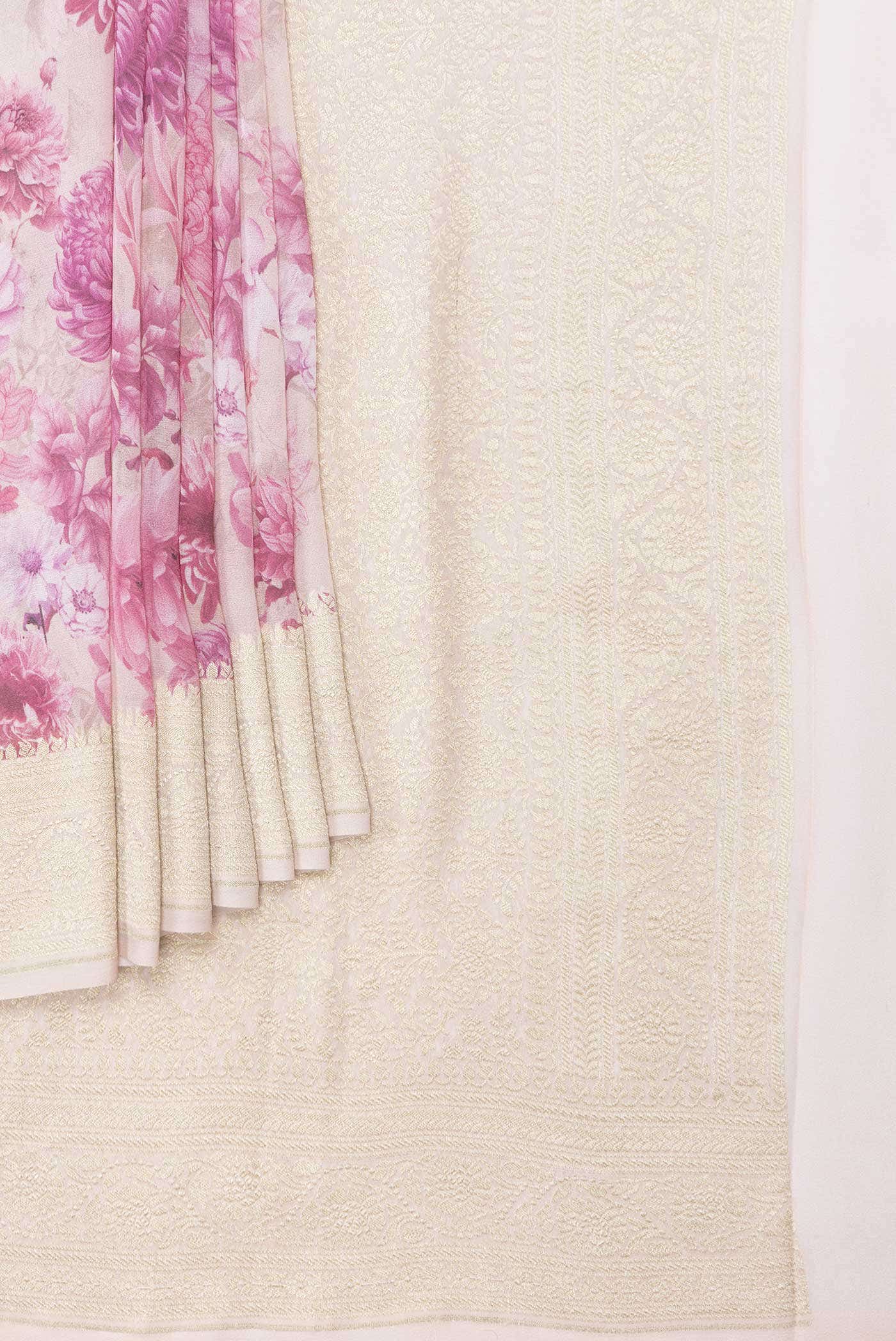 Beige Dual Tone Mysore Georgette Saree