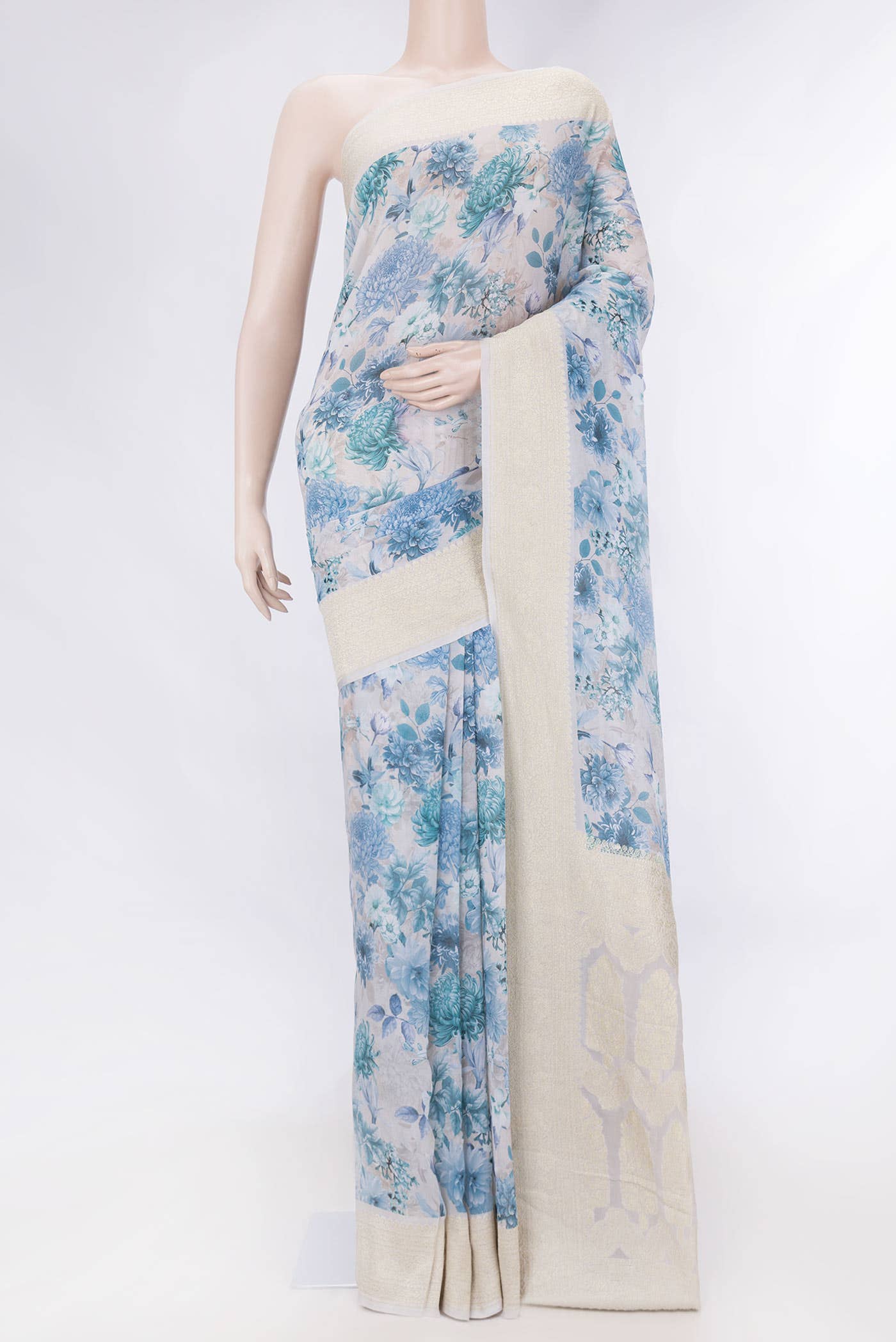 Off White Dual Tone Tussar Silk Saree