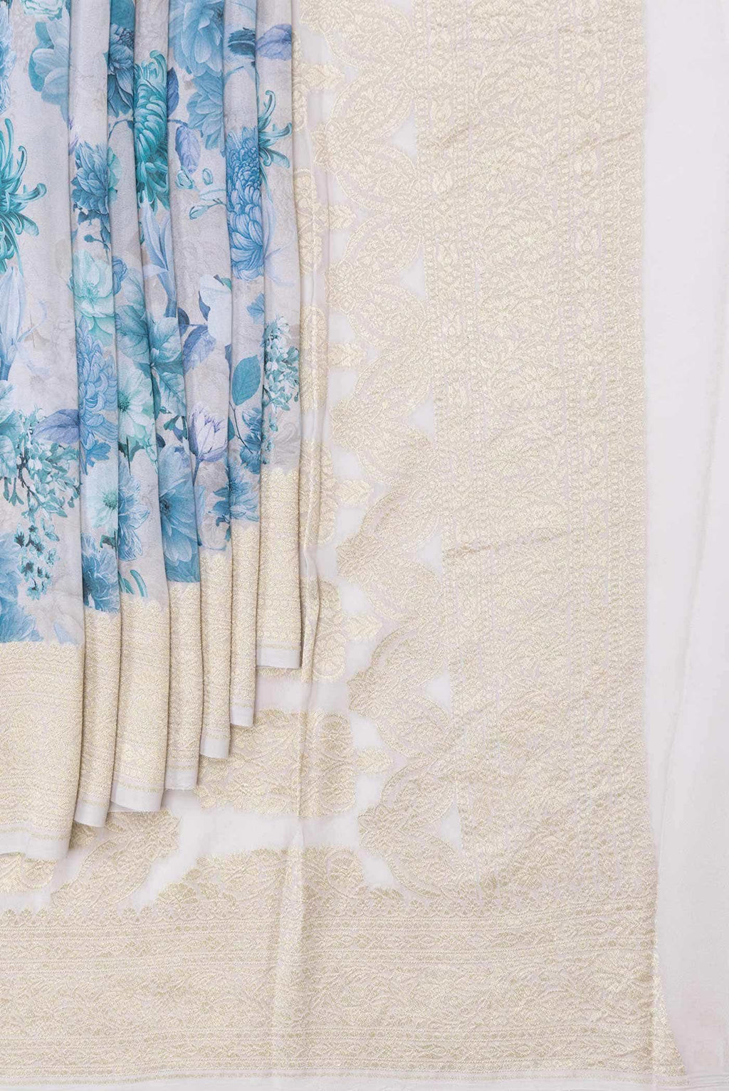 Off White Dual Tone Tussar Silk Saree
