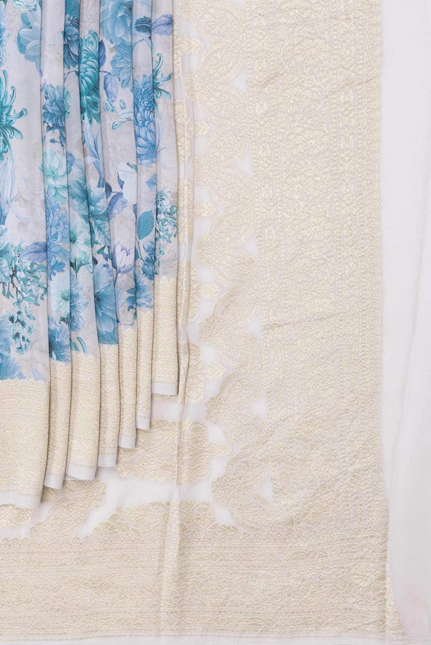 Off White Dual Tone Tussar Silk Saree