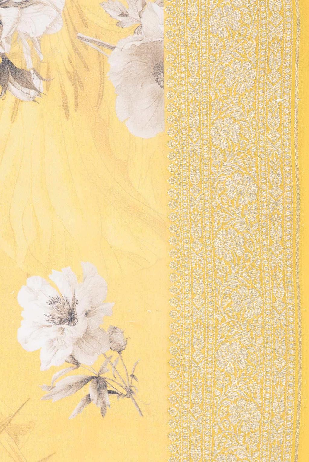Yellow Dual Tone Tussar Silk Saree