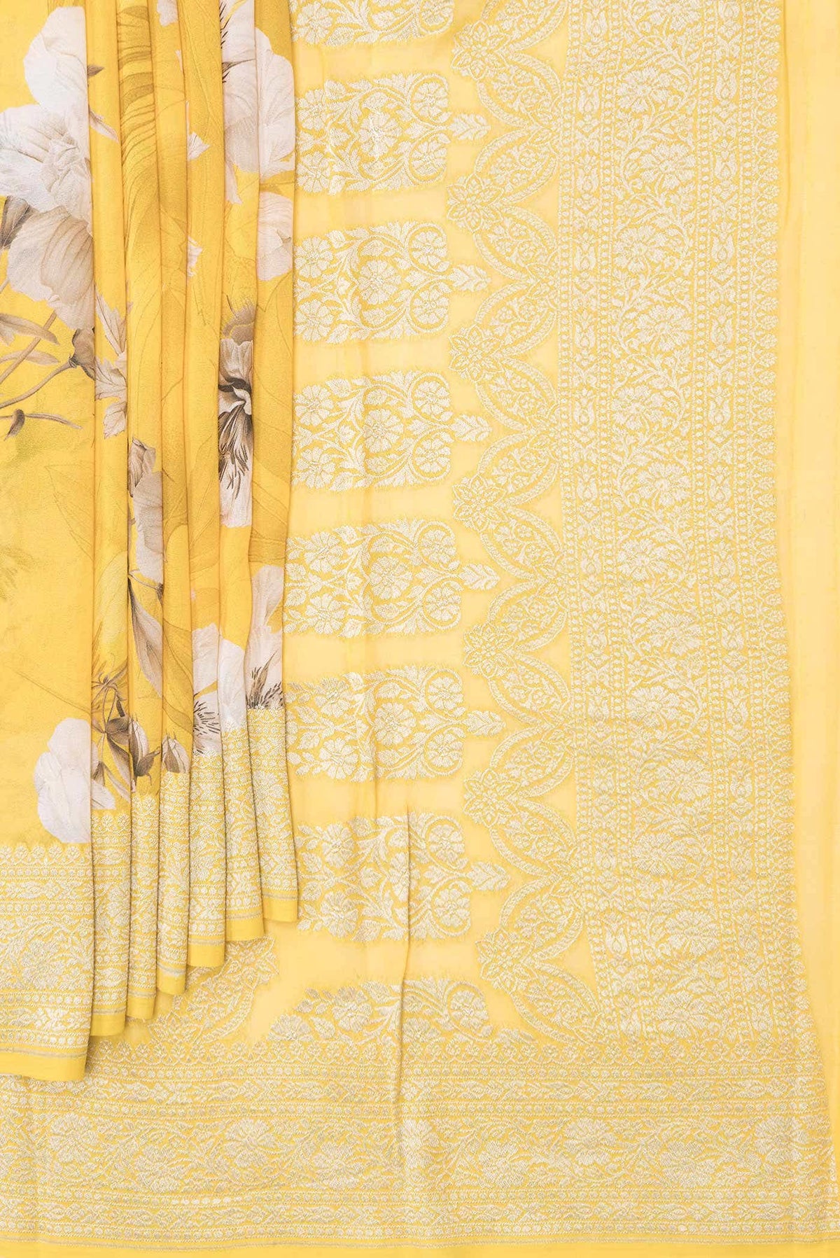 Yellow Banarasi Georgette Saree