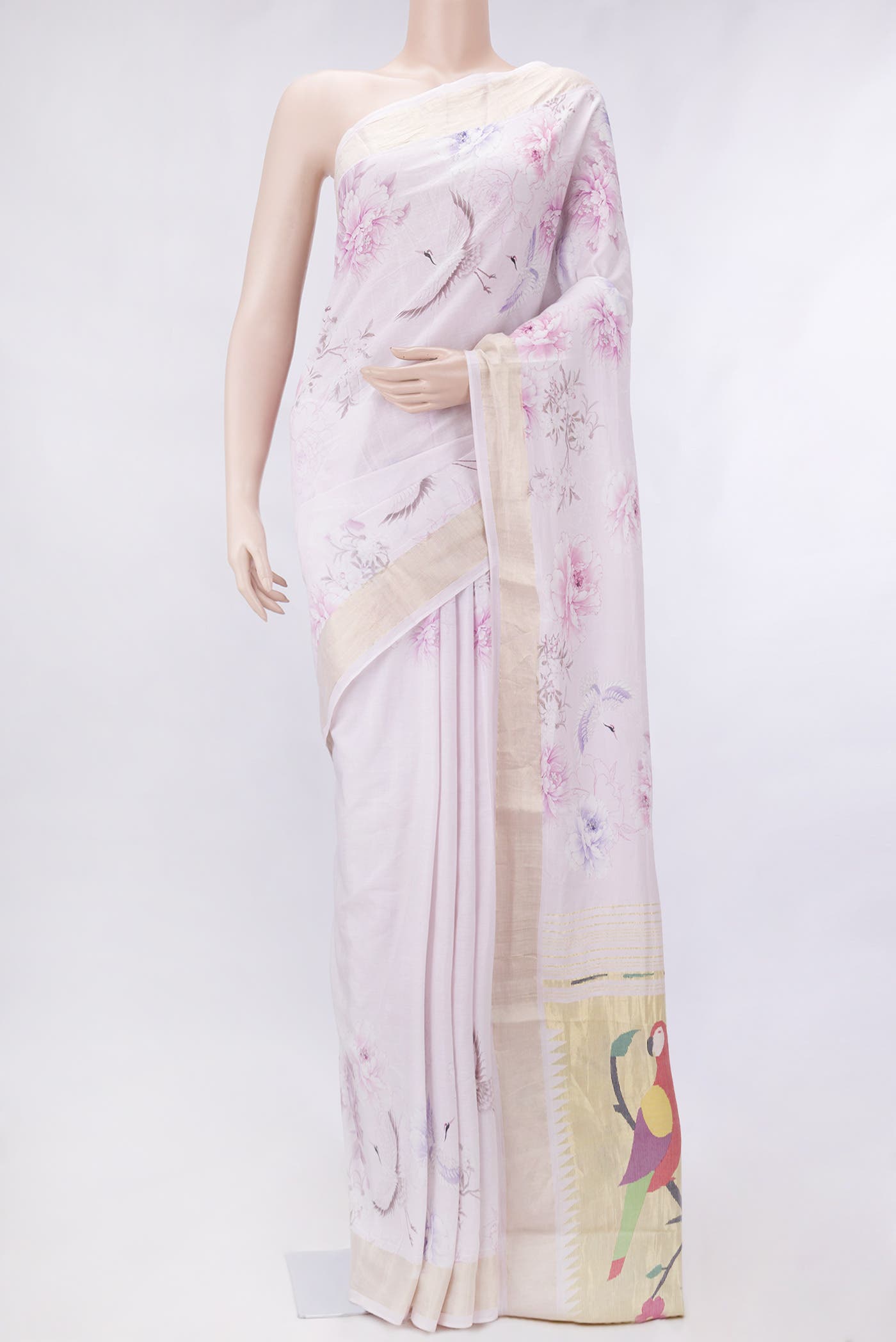 Pink Linen Saree