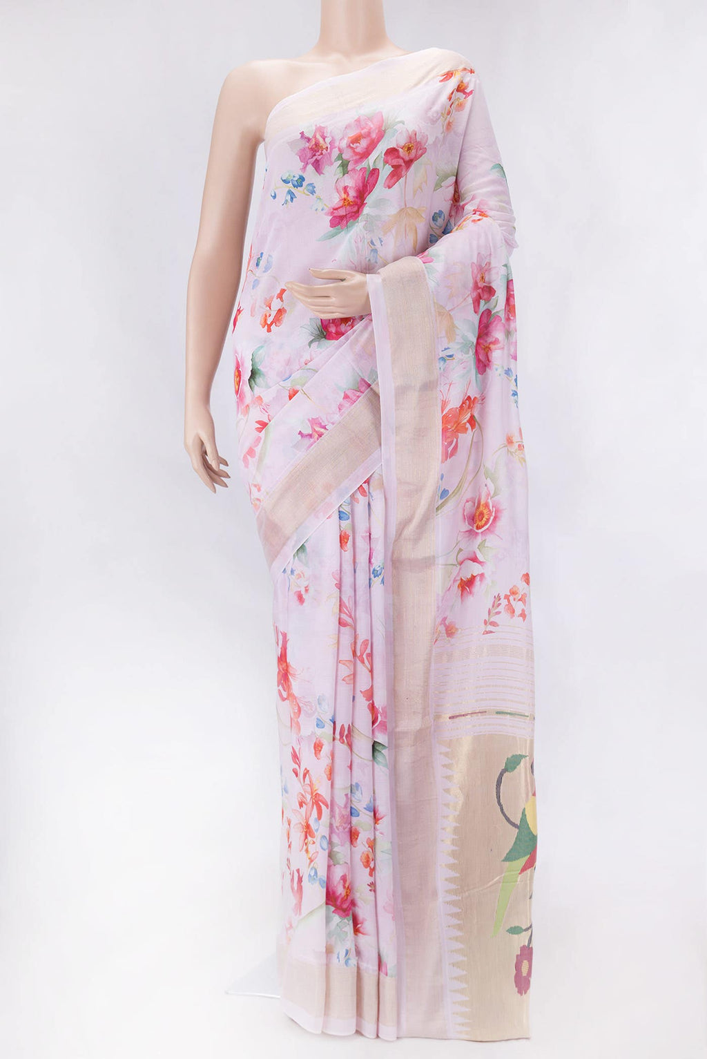 Pure Silk Pure Zari Pink Dual Tone Linen Saree