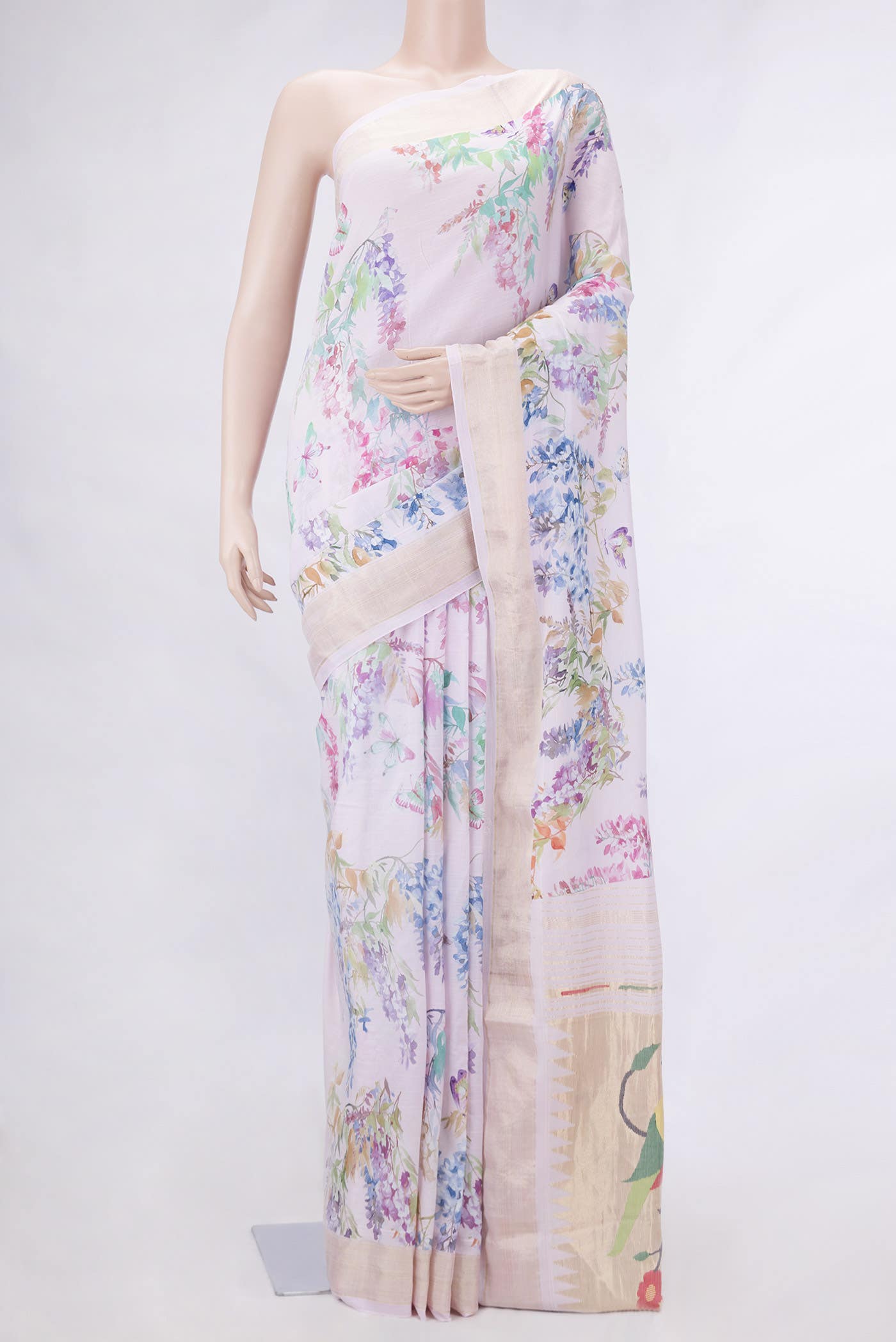 Pink Linen Saree