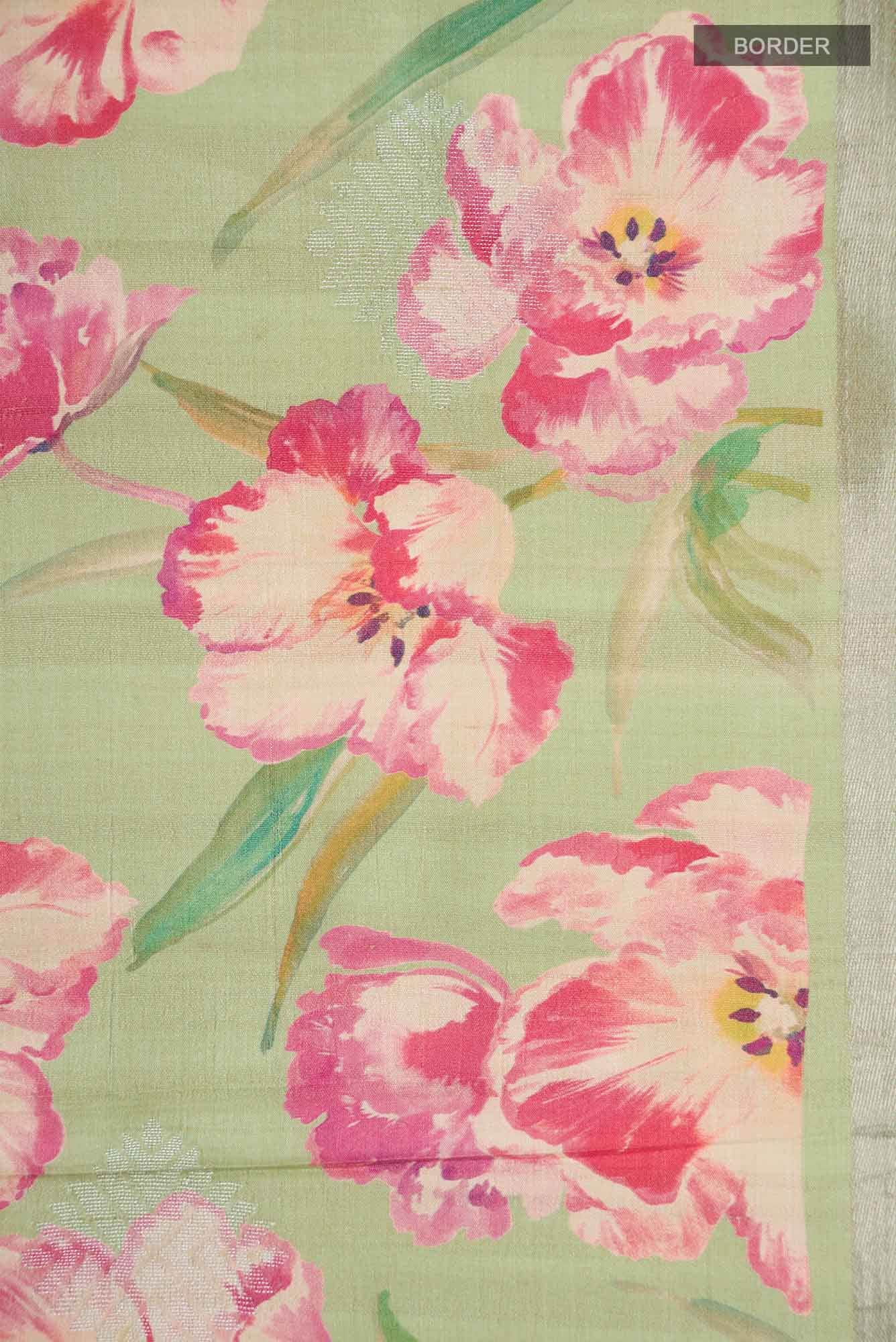 Green Tussar Silk Saree