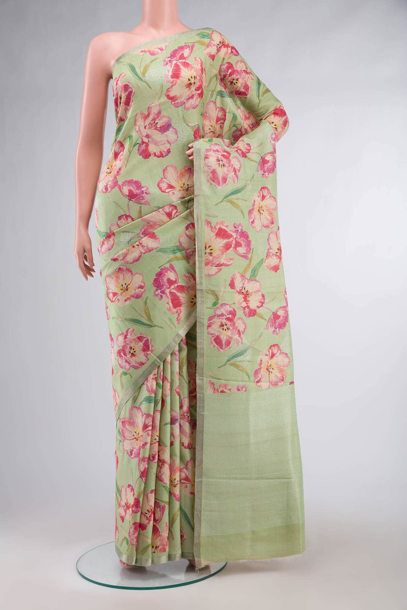 Green Tussar Silk Saree