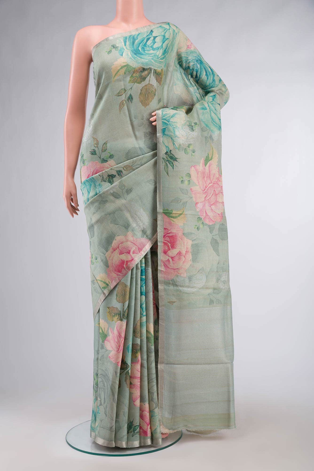Green Bhagalpuri Tussar Silk Saree