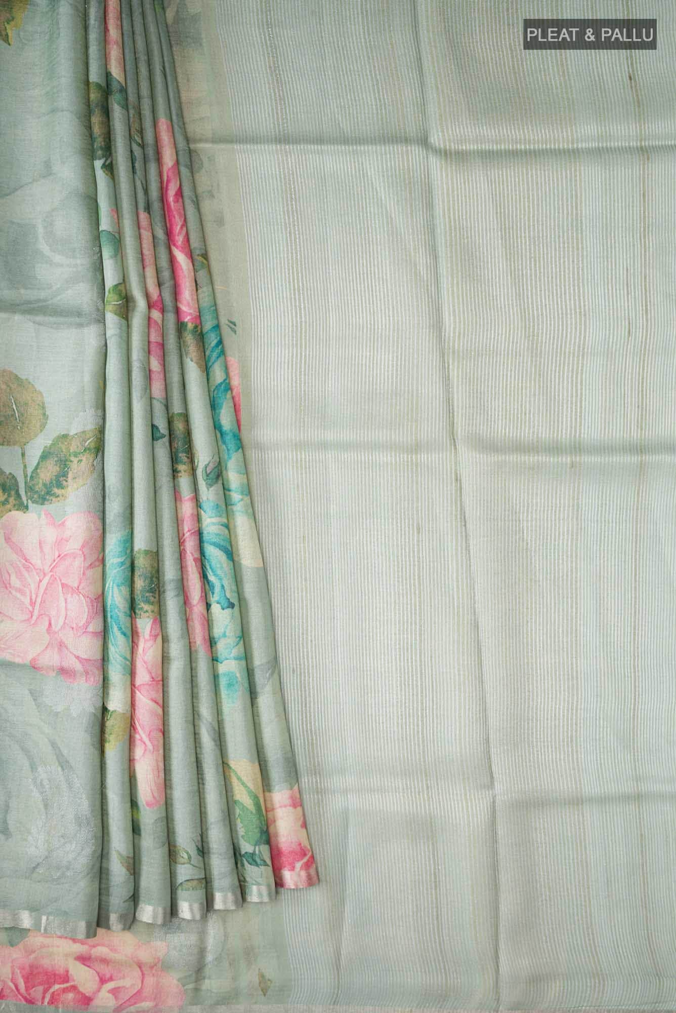 Green Bhagalpuri Tussar Silk Saree