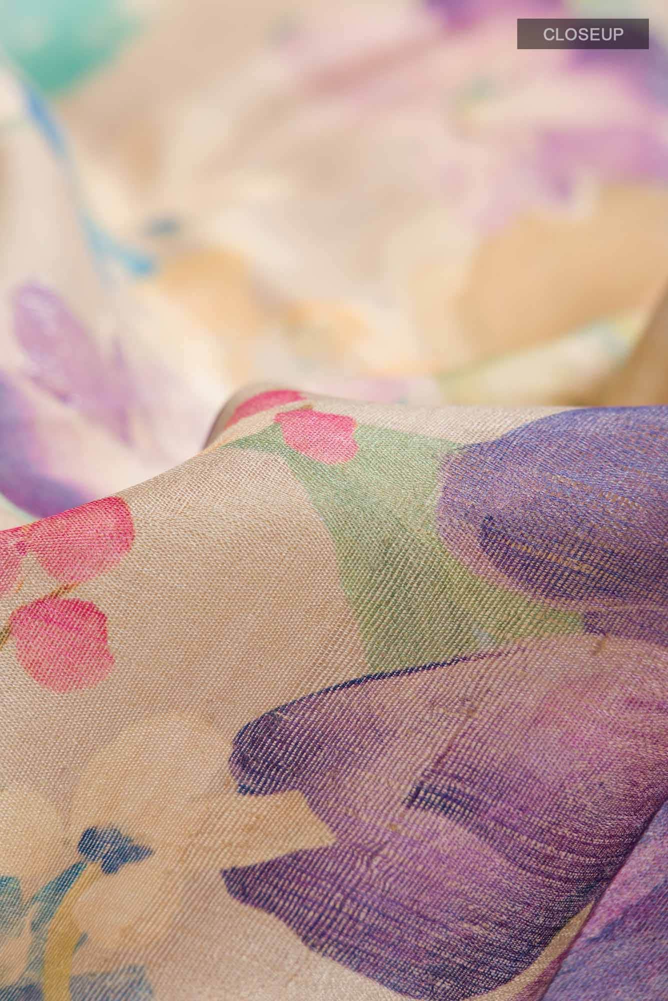 Beige Bhagalpuri Tussar Silk Saree