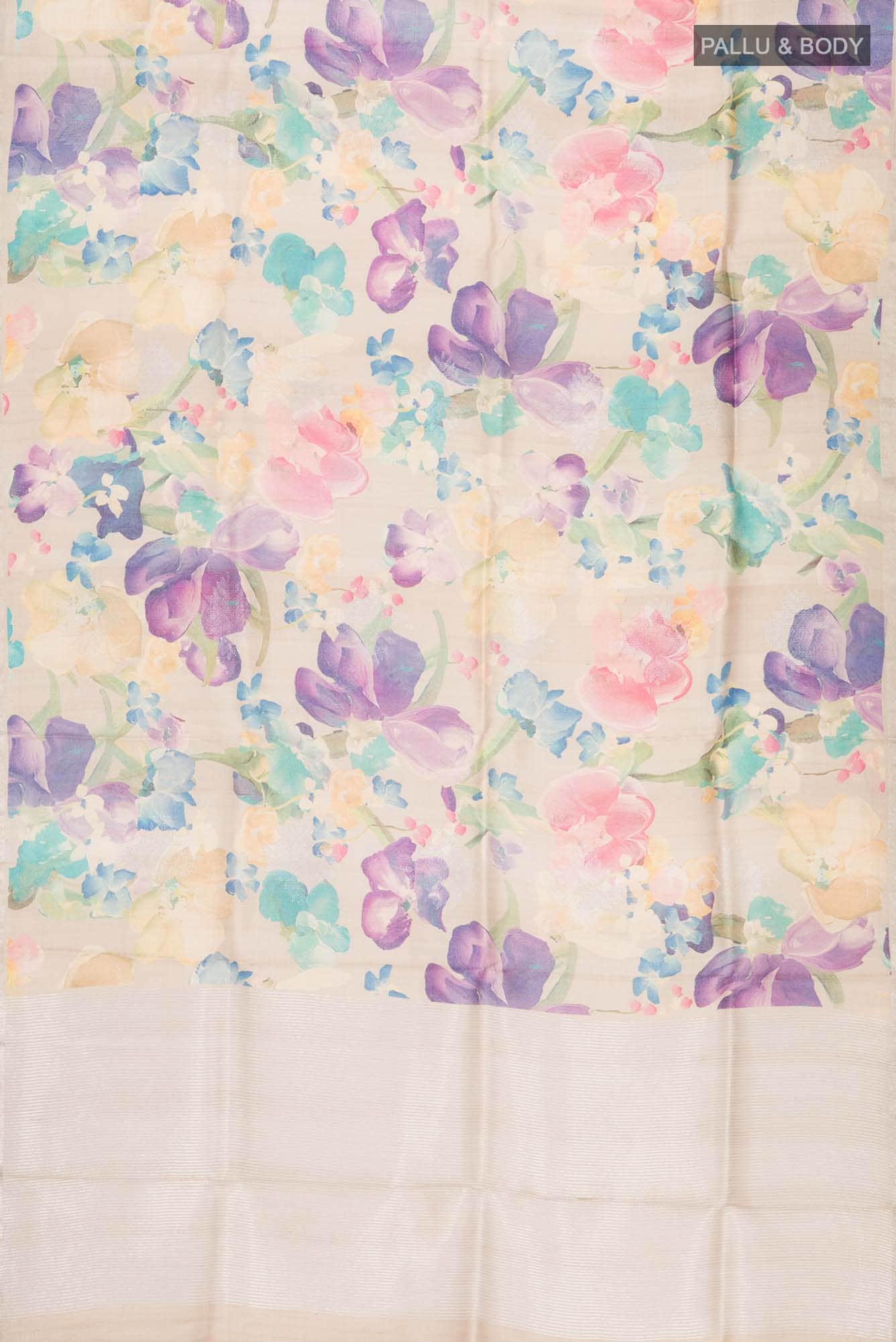 Beige Bhagalpuri Tussar Silk Saree
