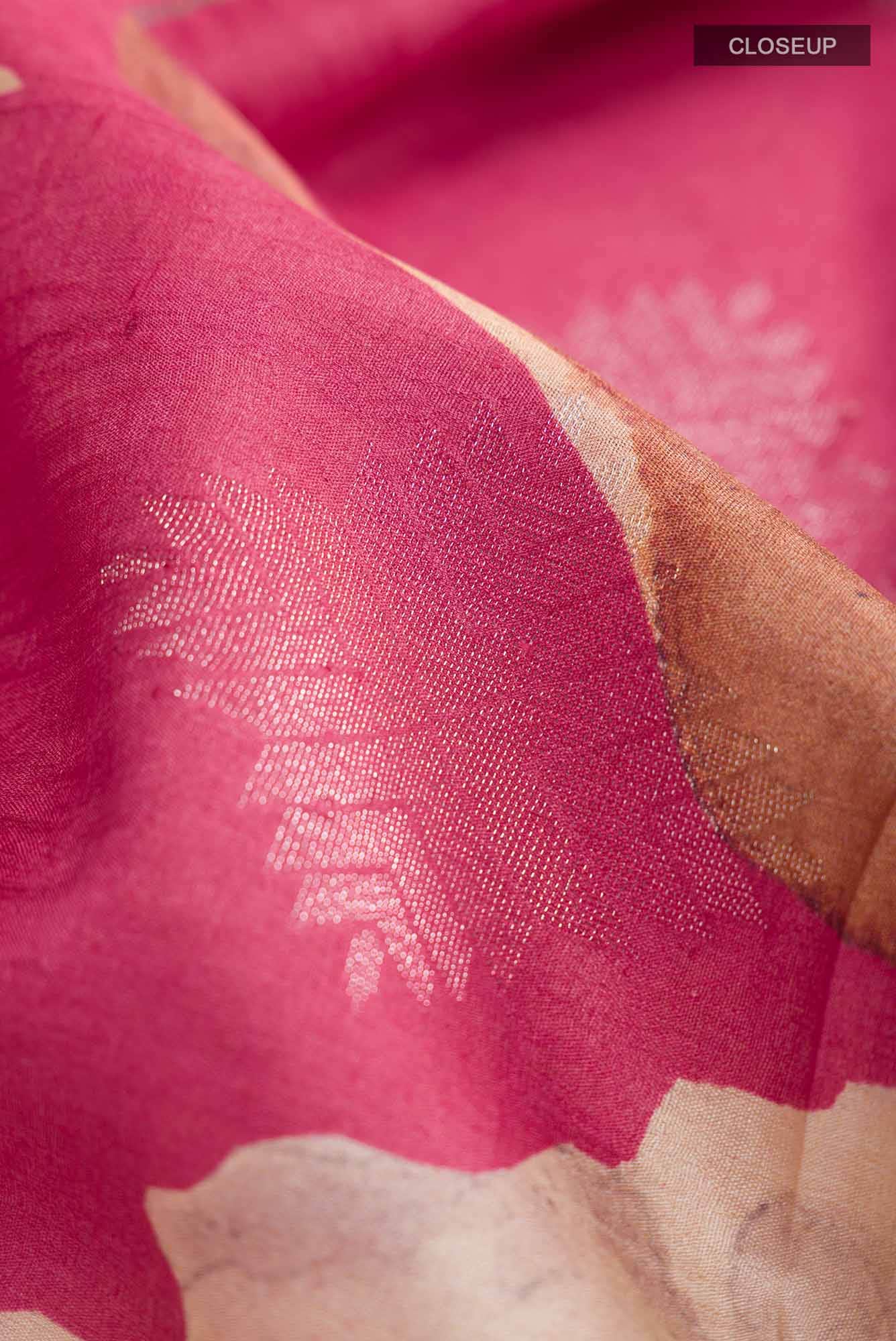 Coral Bhagalpuri Tussar Silk Saree
