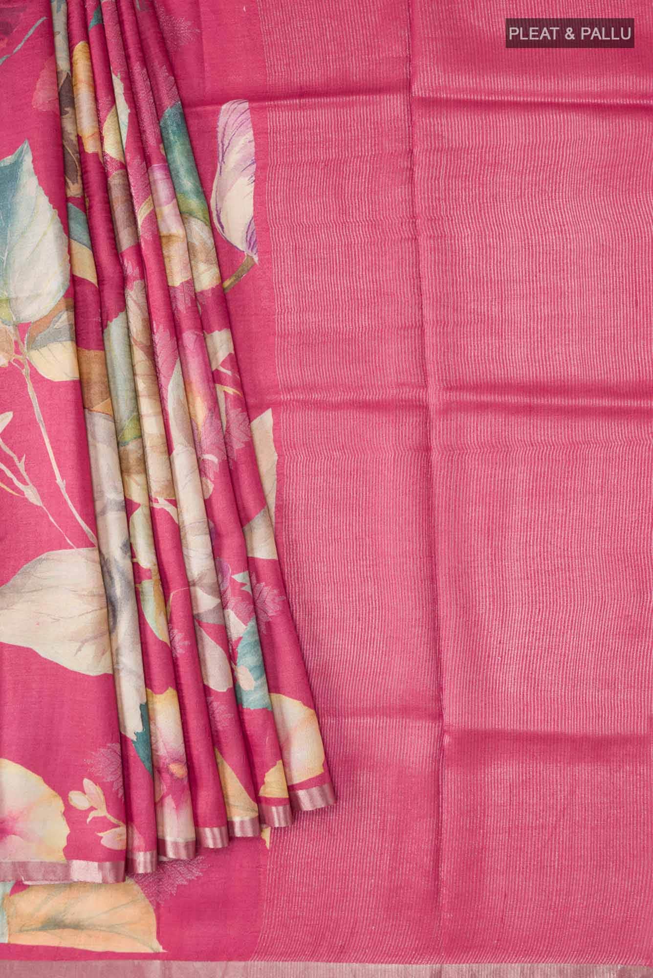 Coral Bhagalpuri Tussar Silk Saree