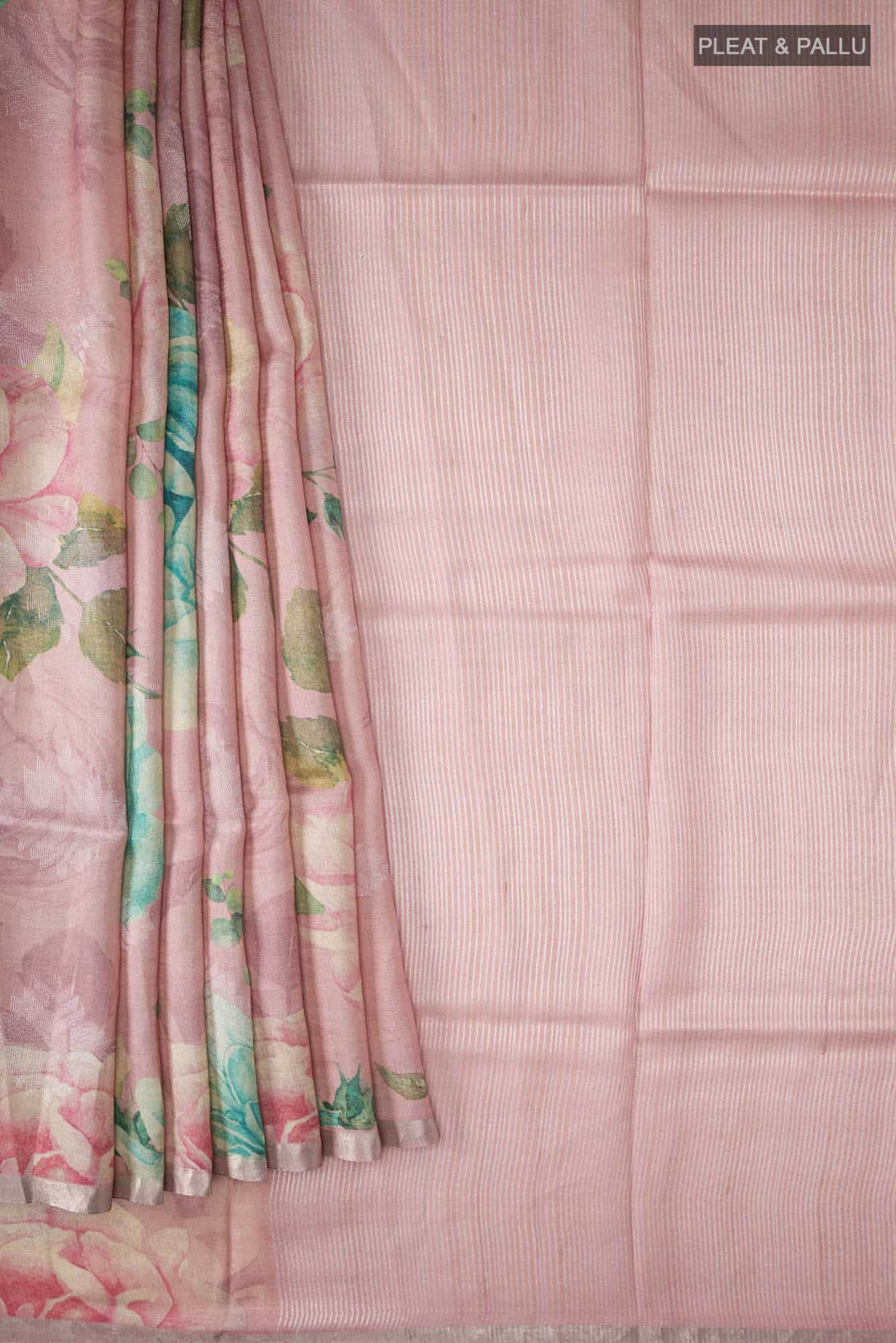 Rose Gold Bhagalpuri Tussar Silk Saree