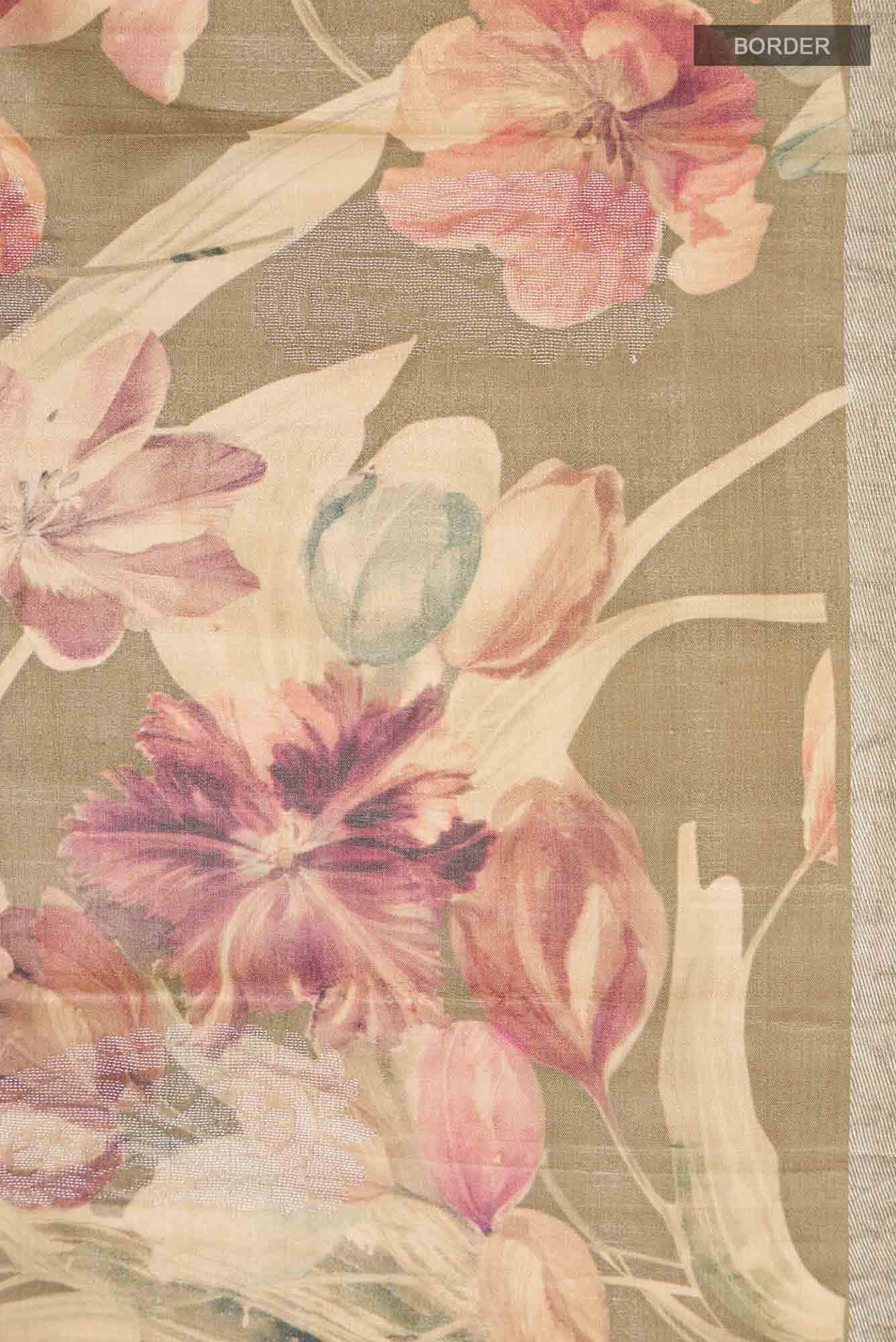 Brown Tussar Silk Saree