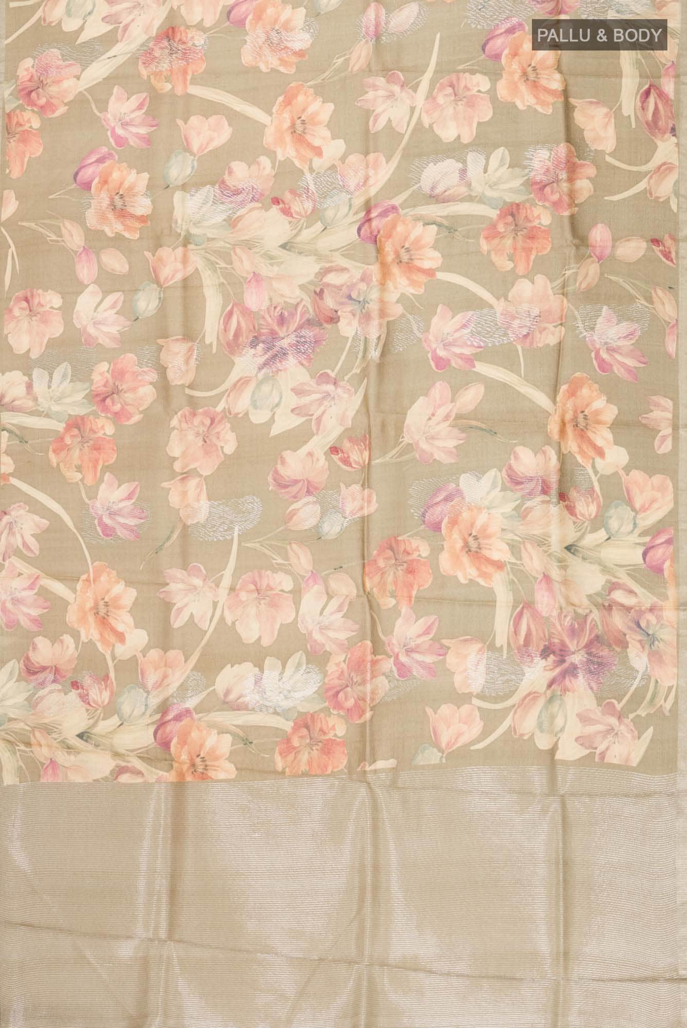 Brown Tussar Silk Saree