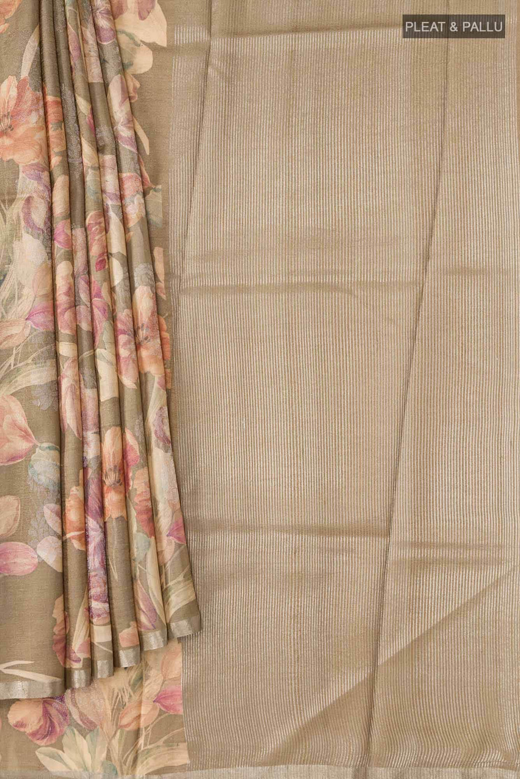 Brown Tussar Silk Saree