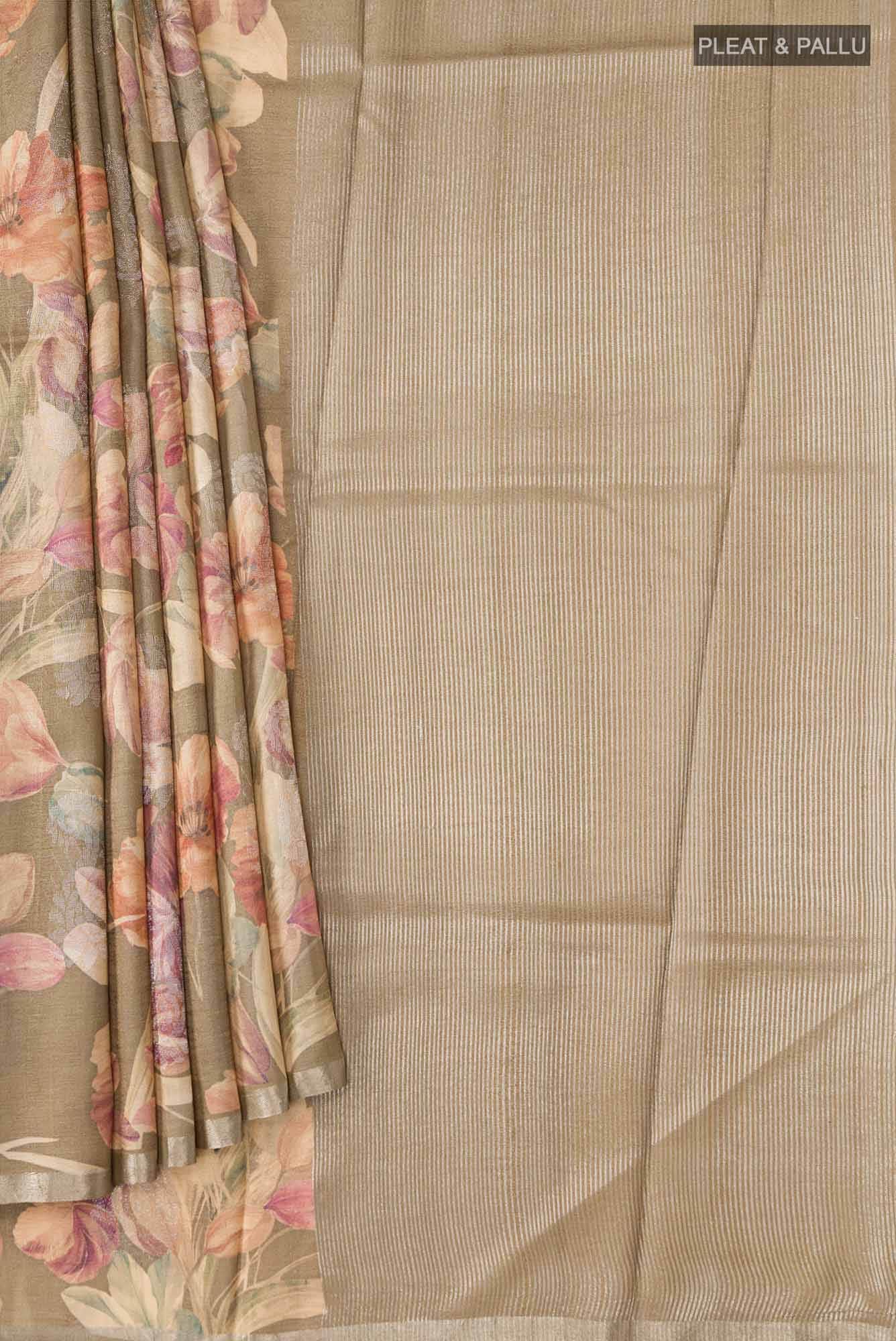 Brown Tussar Silk Saree