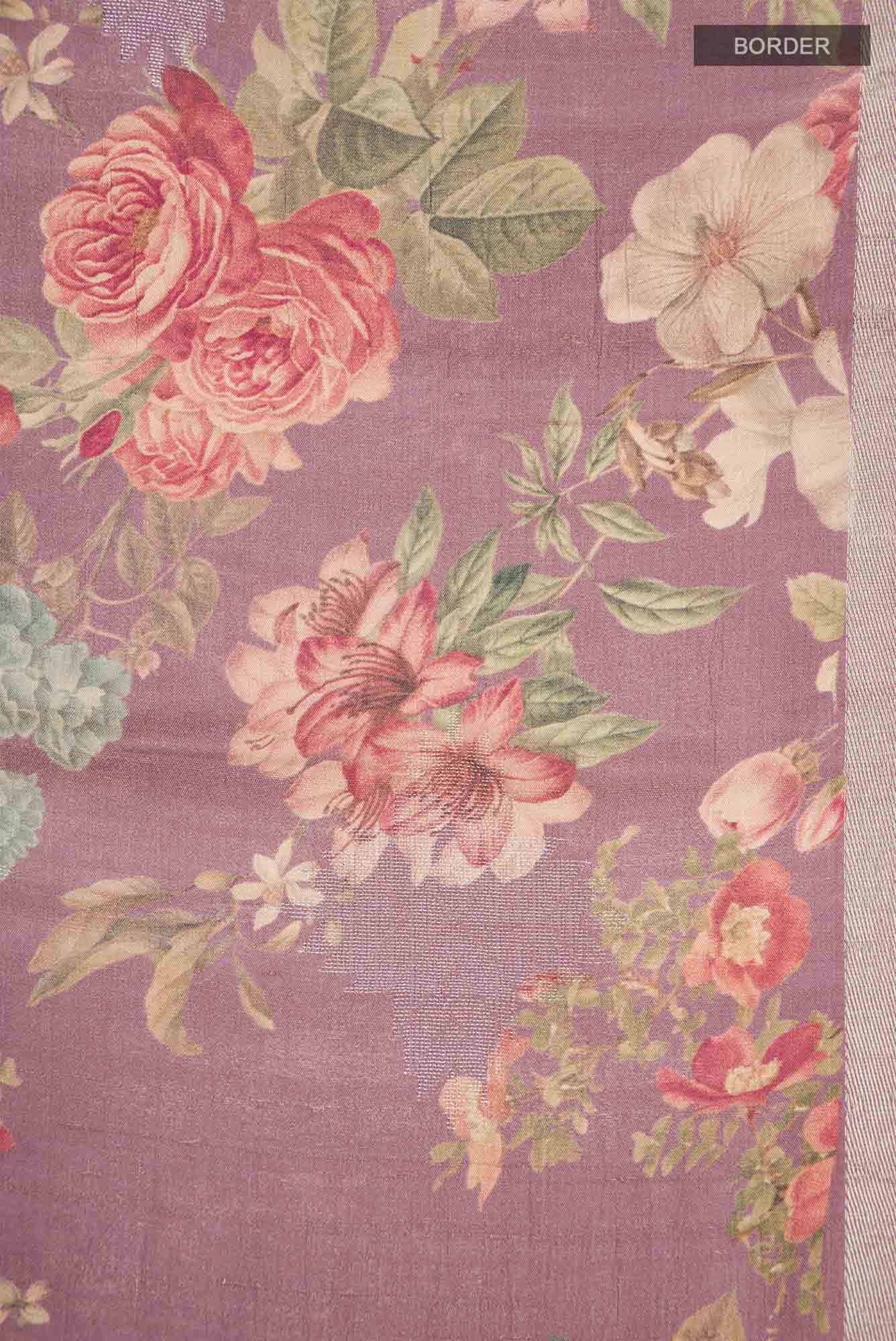 Mauve Bhagalpuri Tussar Silk Saree