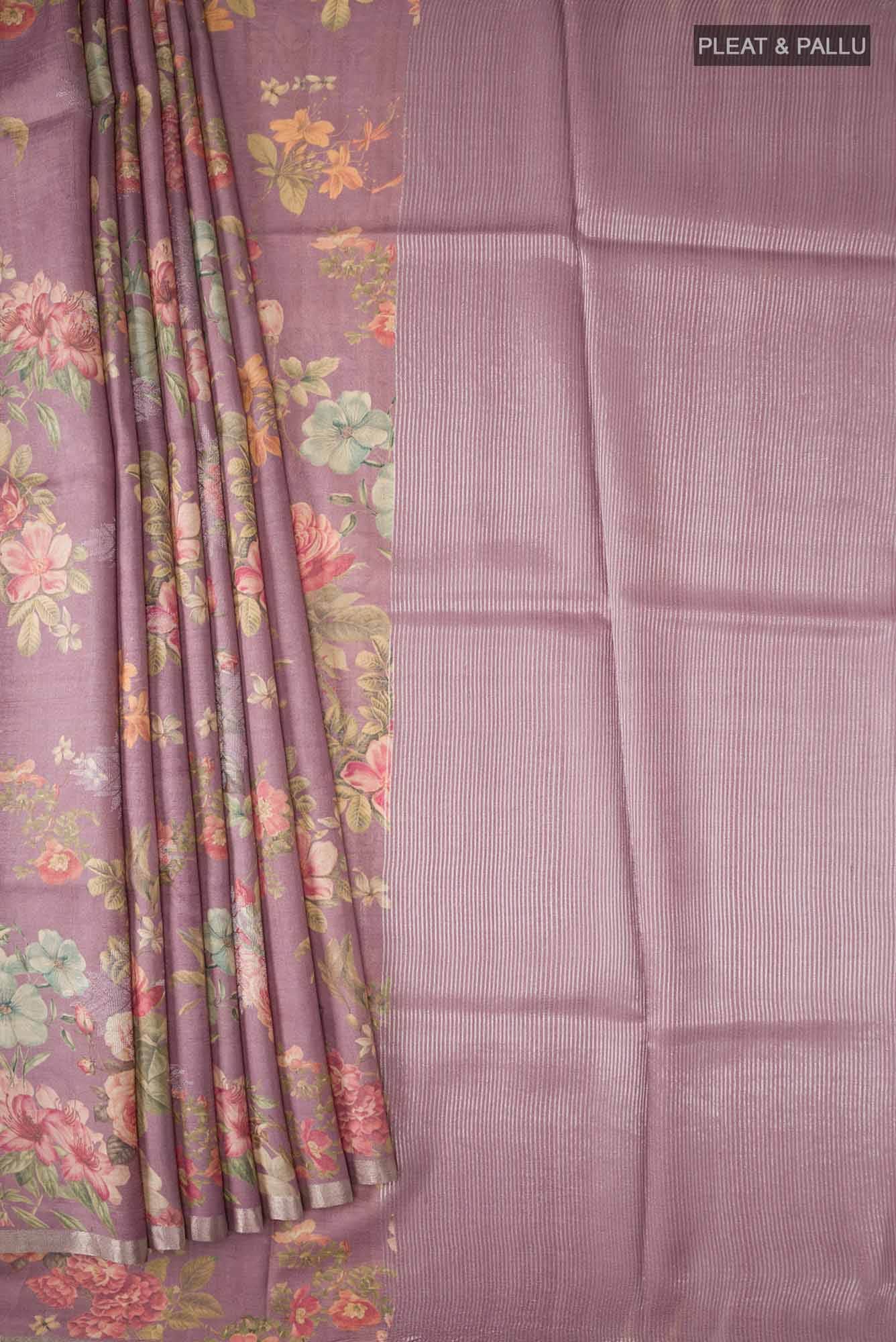 Mauve Bhagalpuri Tussar Silk Saree