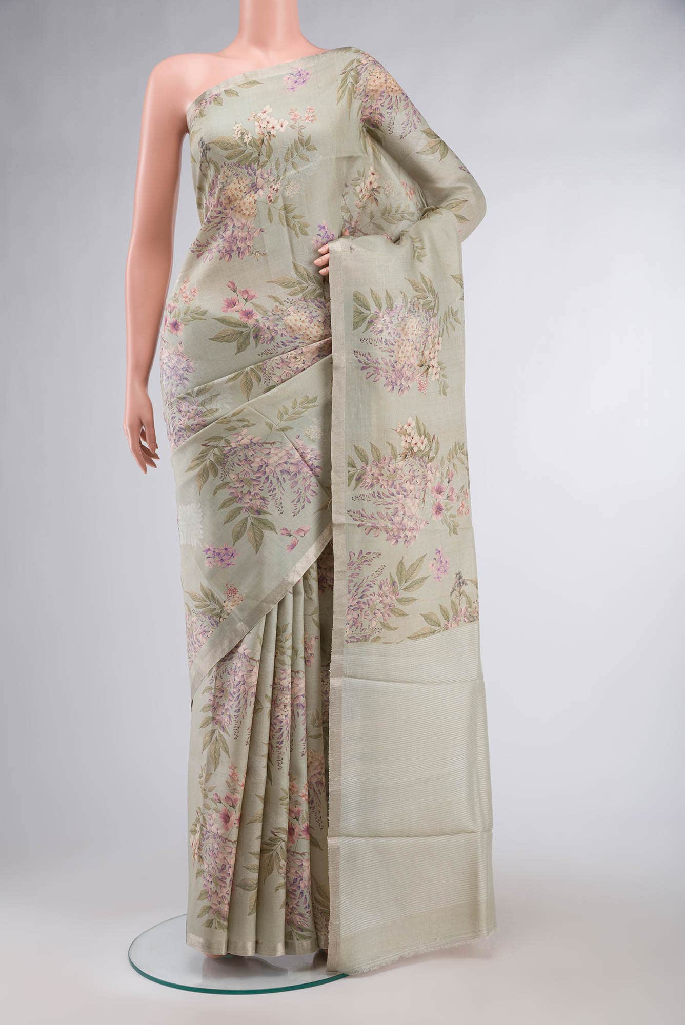 Green Tussar Silk Saree