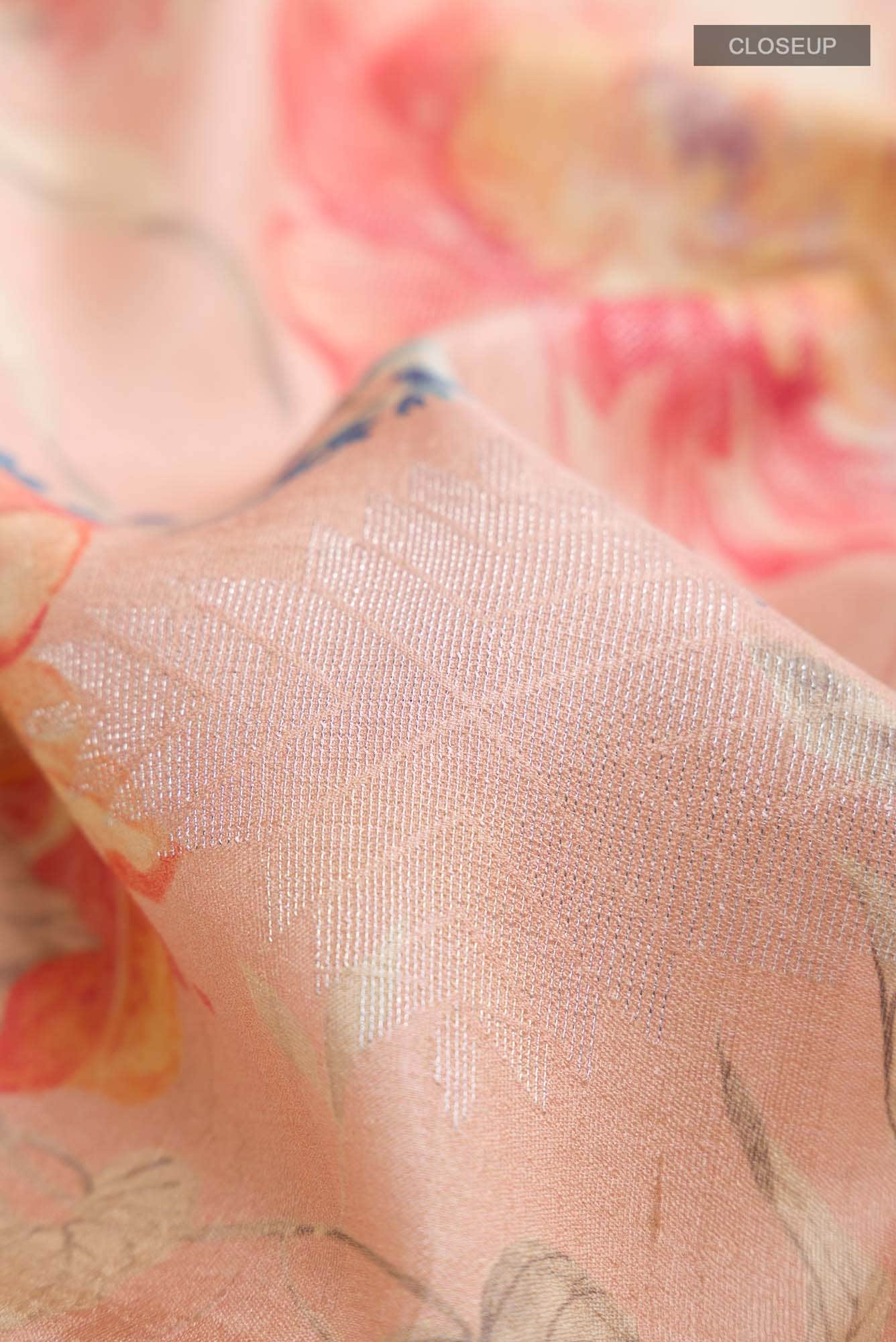 Peach Tussar Silk Saree