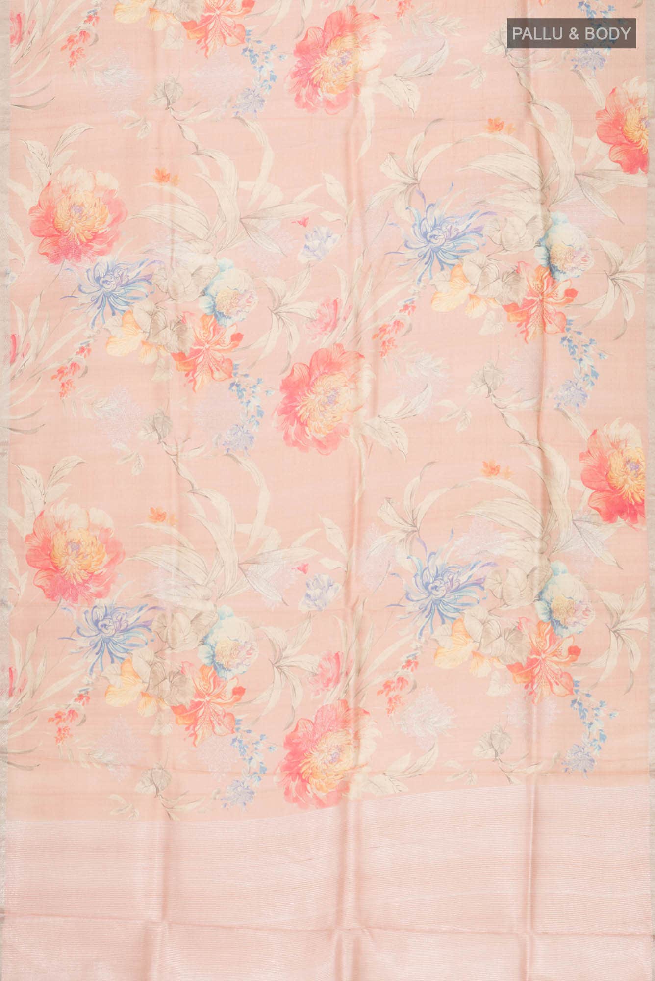 Peach Tussar Silk Saree