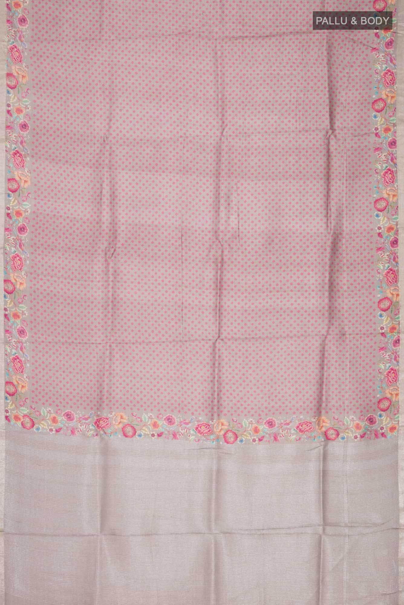 Grey Bhagalpuri Tussar Silk Saree