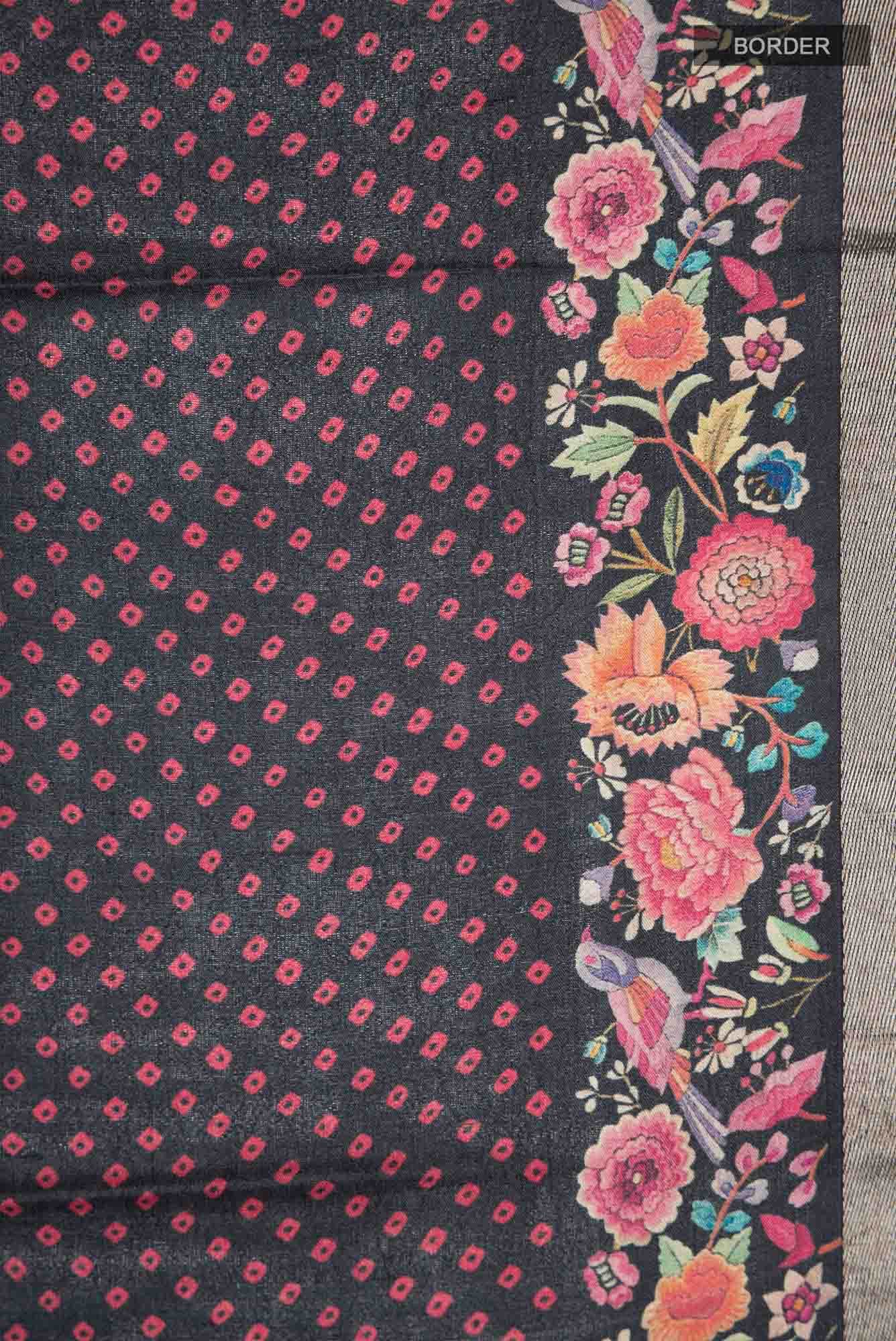 Black Bhagalpuri Tussar Silk Saree
