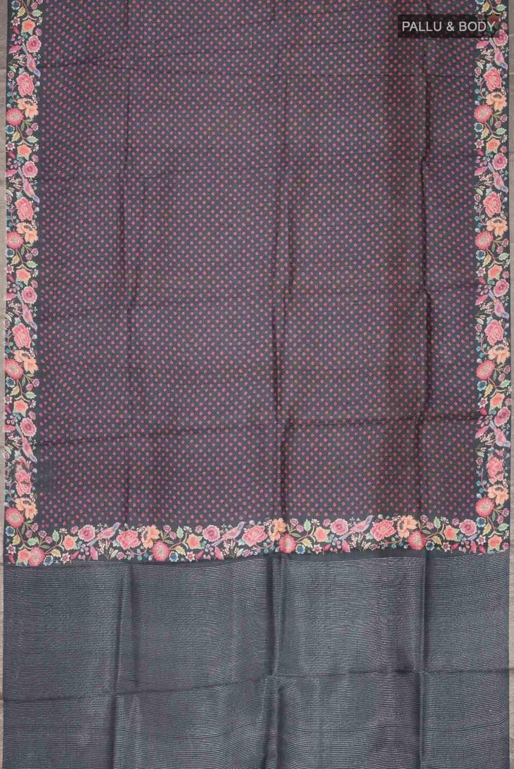 Black Bhagalpuri Tussar Silk Saree