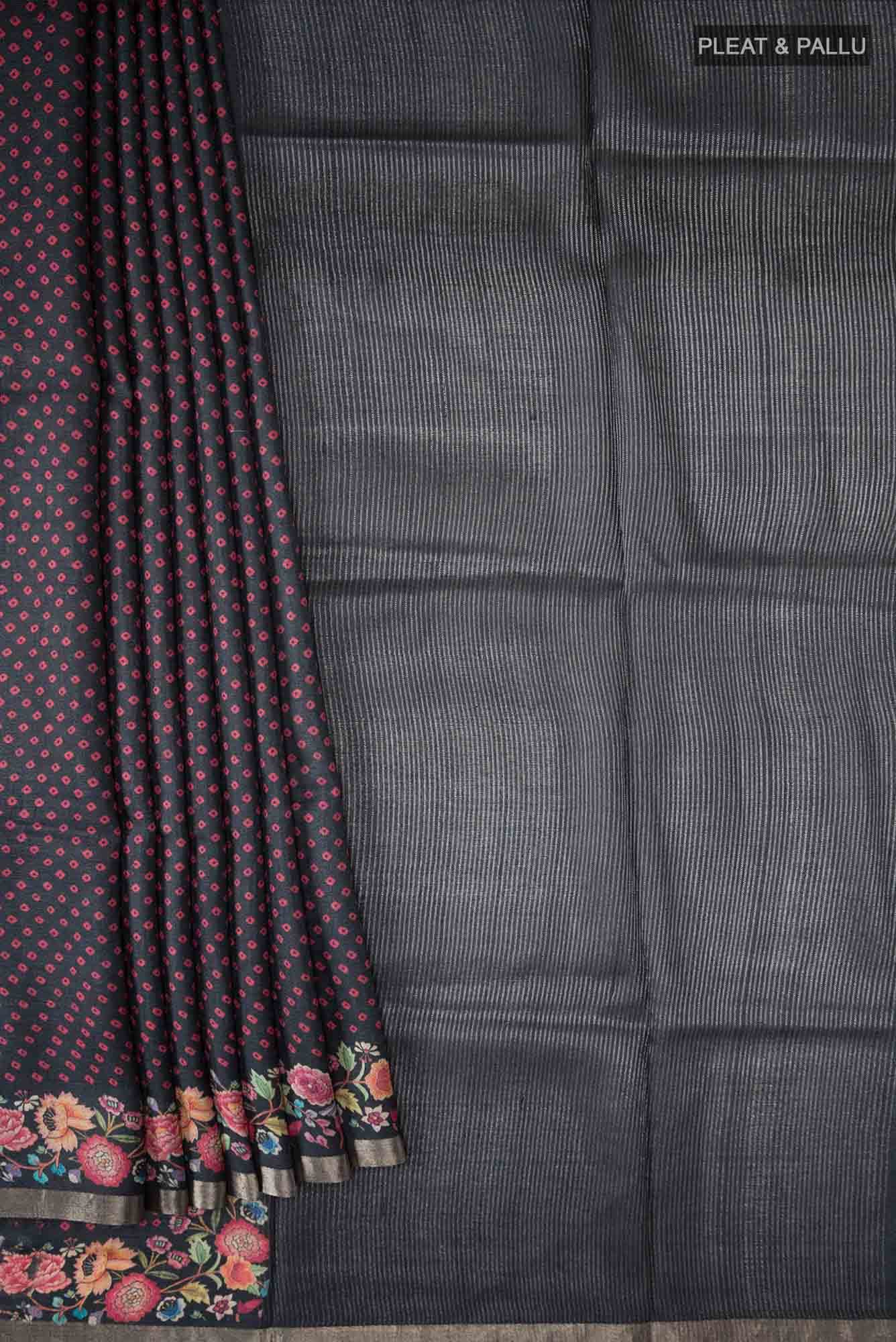 Black Bhagalpuri Tussar Silk Saree