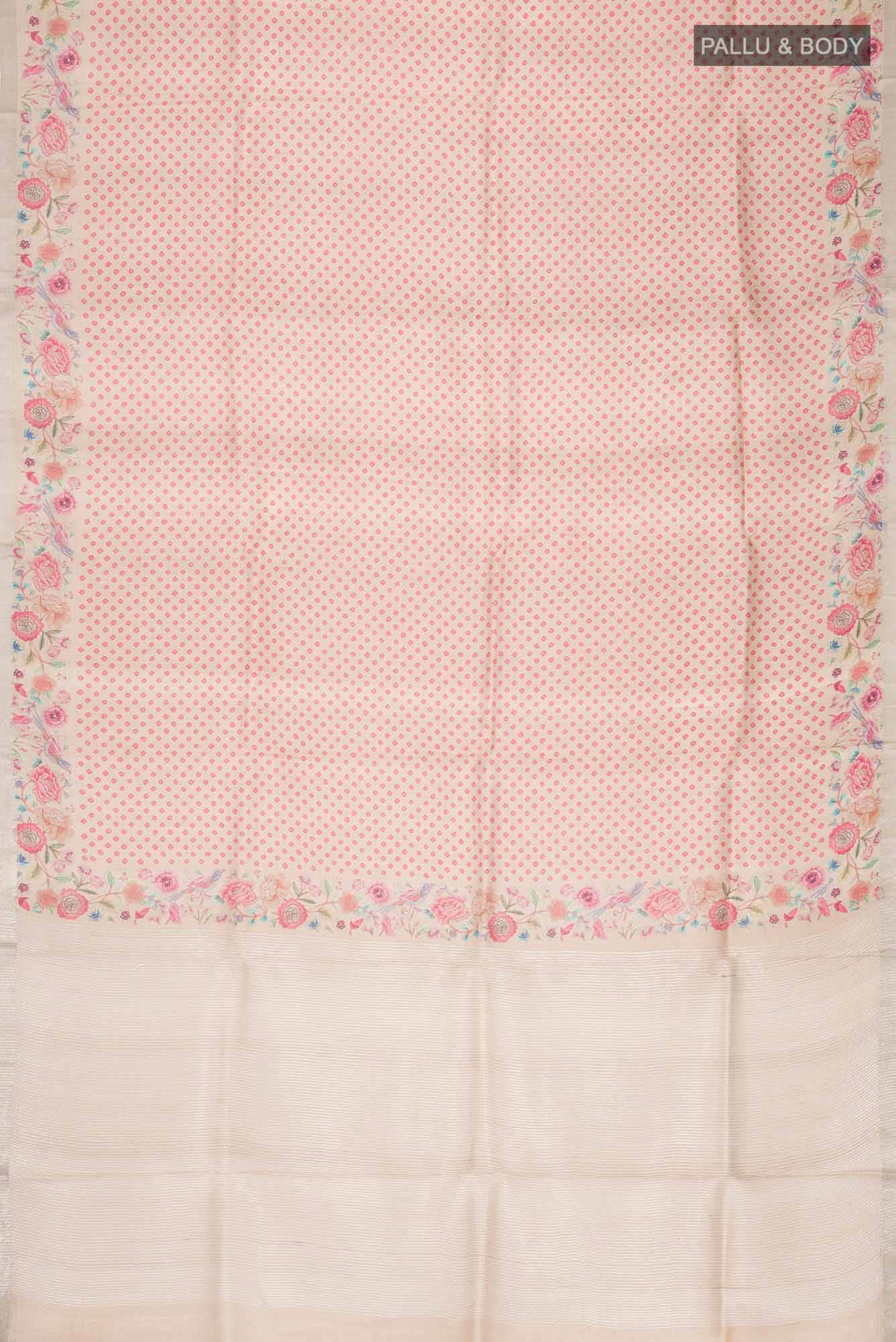 Beige Pochampally Silk Saree