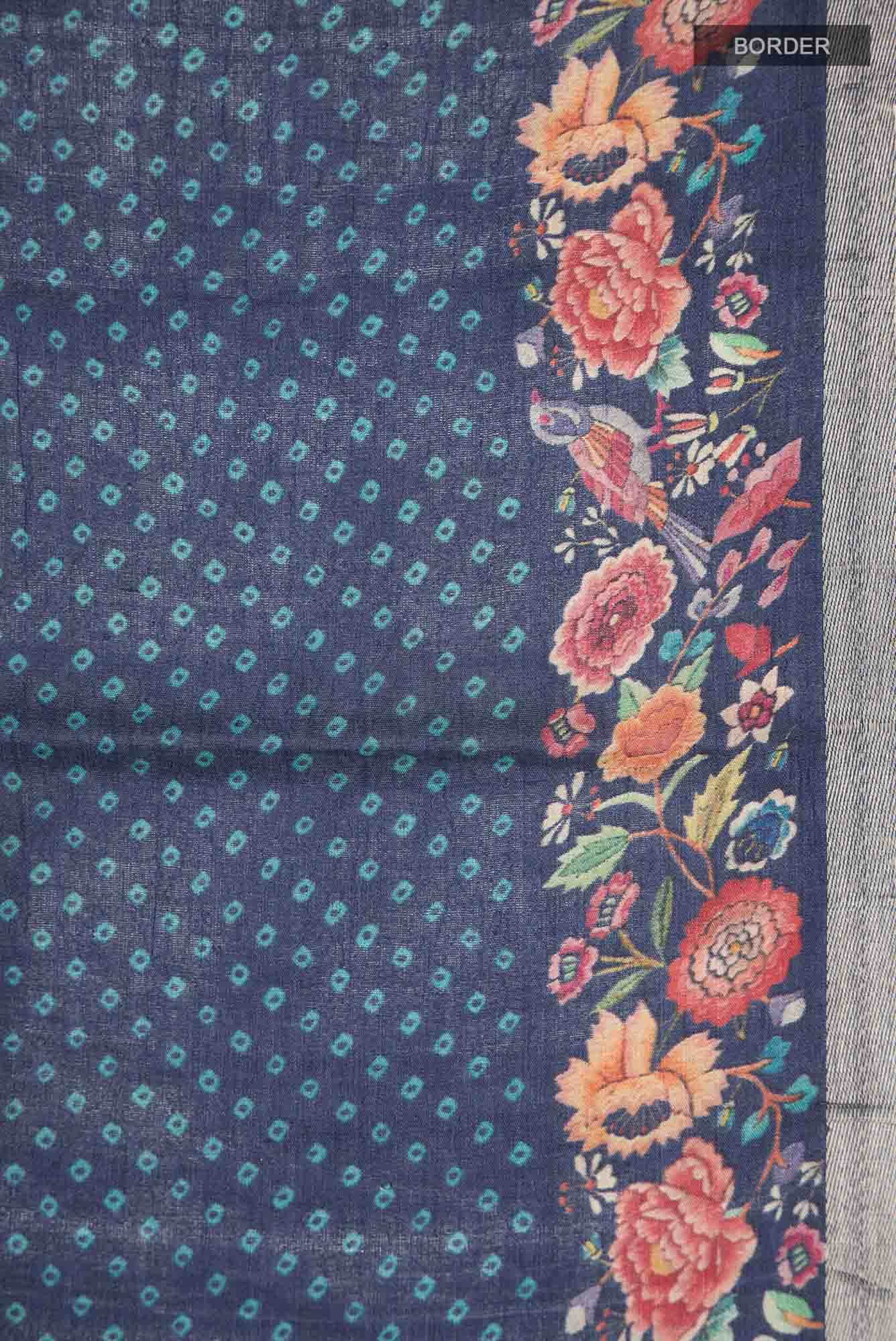 Blue Bhagalpuri Tussar Silk Saree