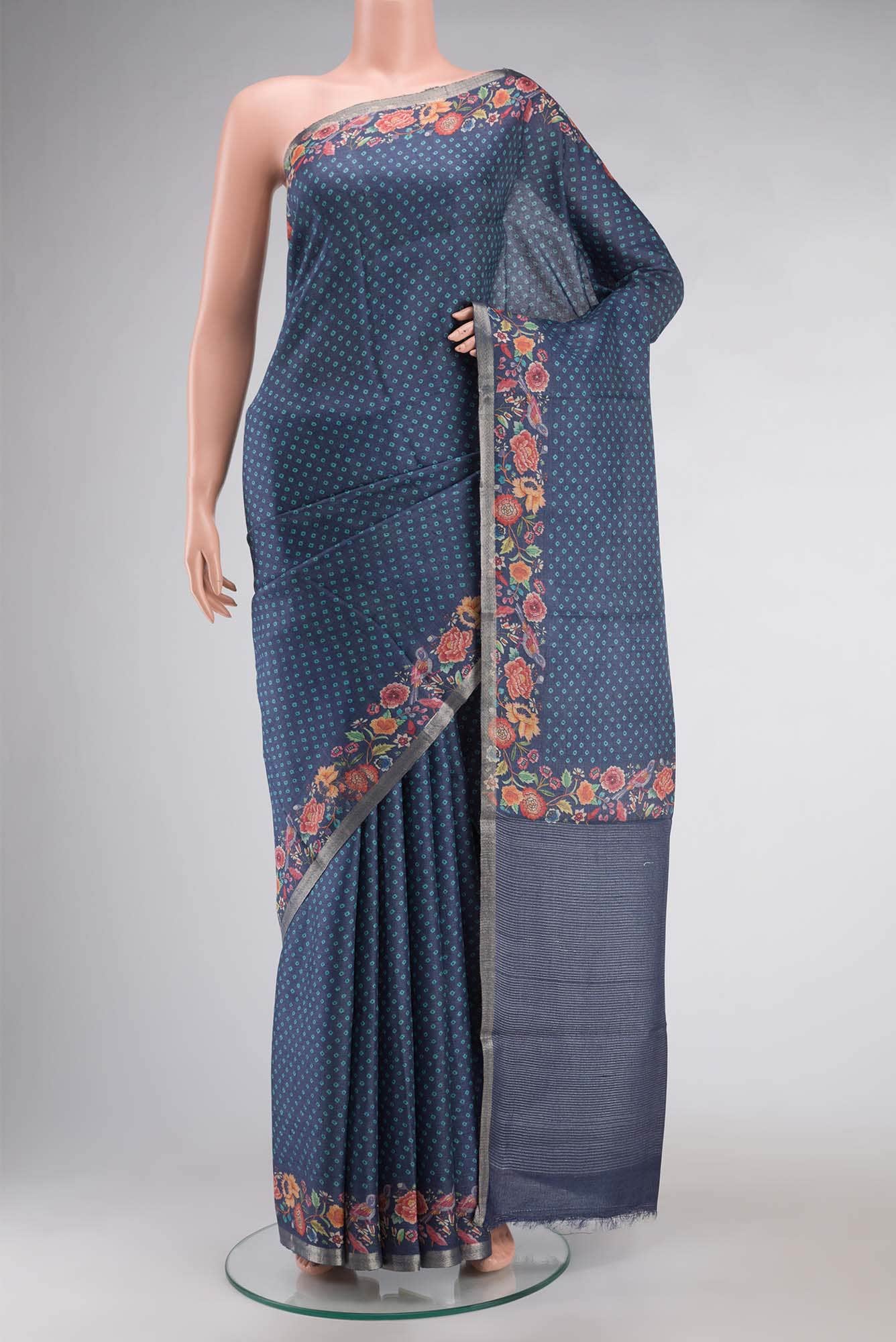 Blue Bhagalpuri Tussar Silk Saree