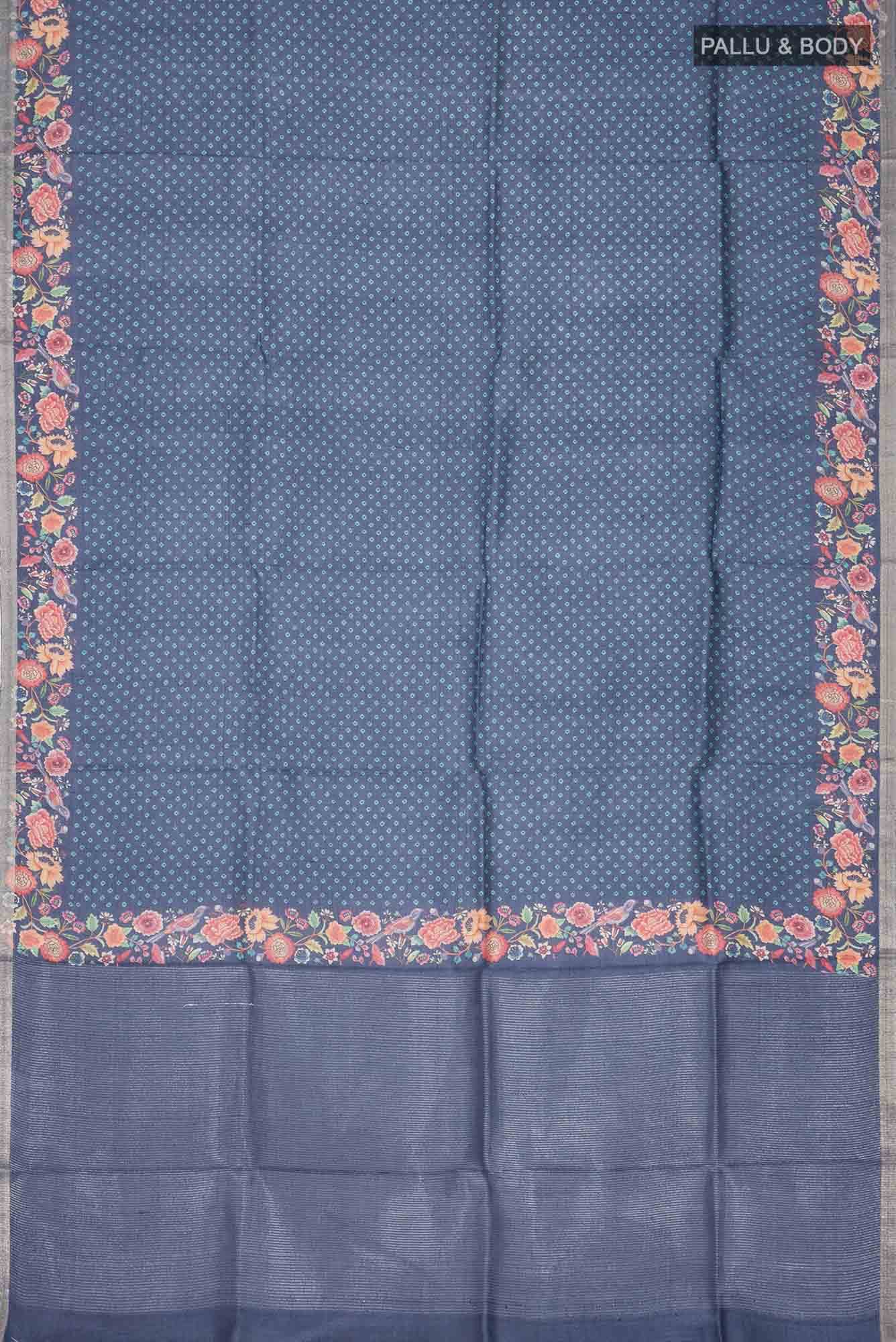 Blue Bhagalpuri Tussar Silk Saree