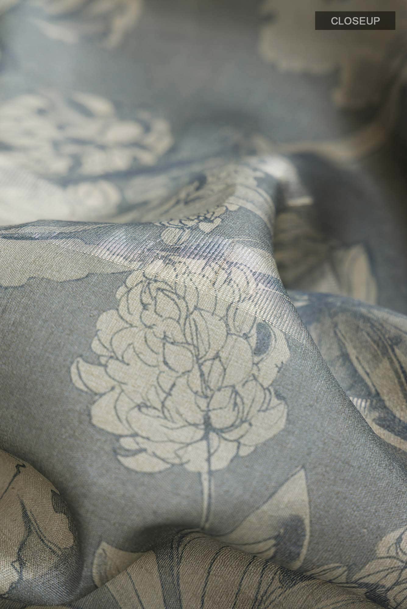 Grey Tussar Silk Saree
