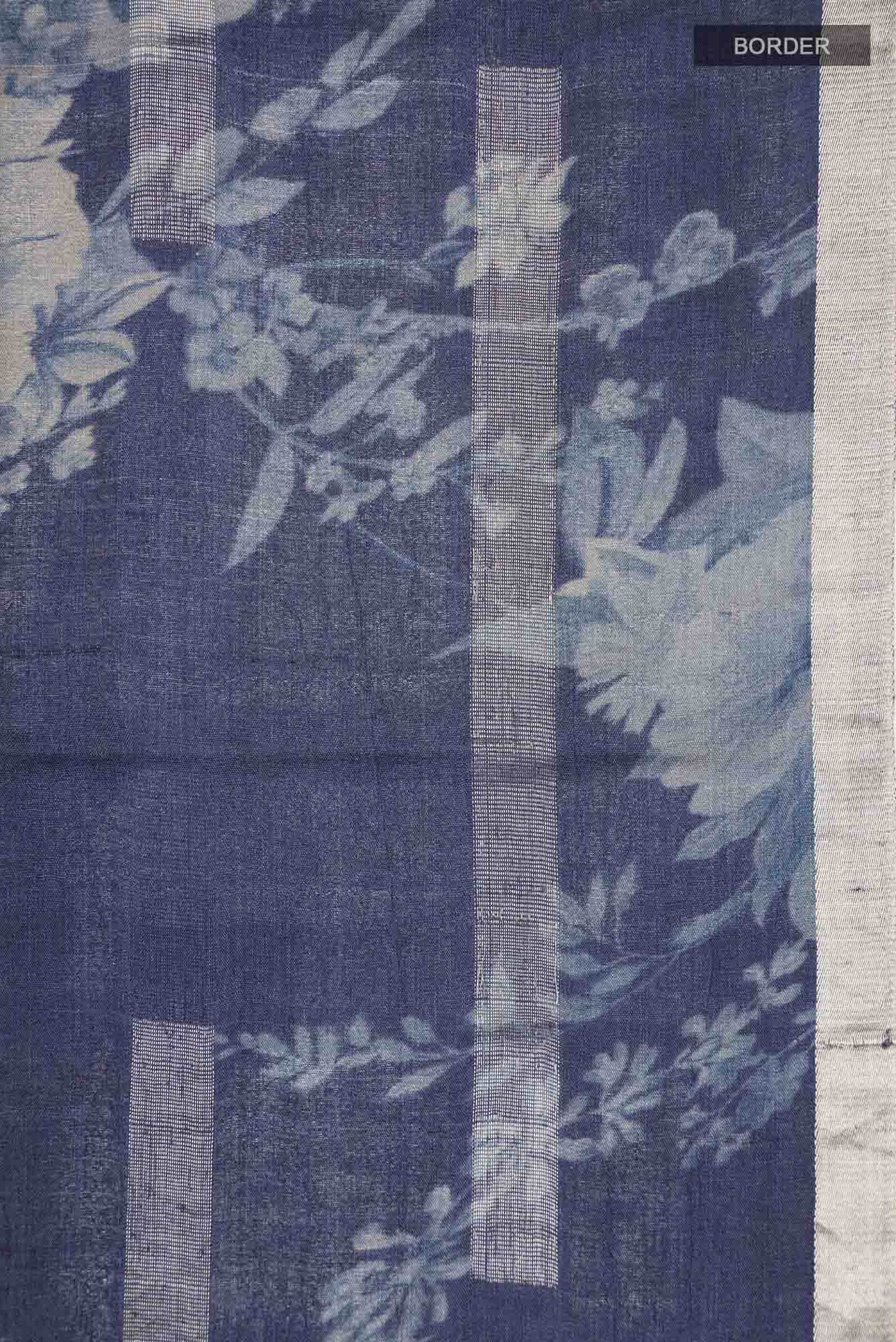 Blue Bhagalpuri Tussar Silk Saree