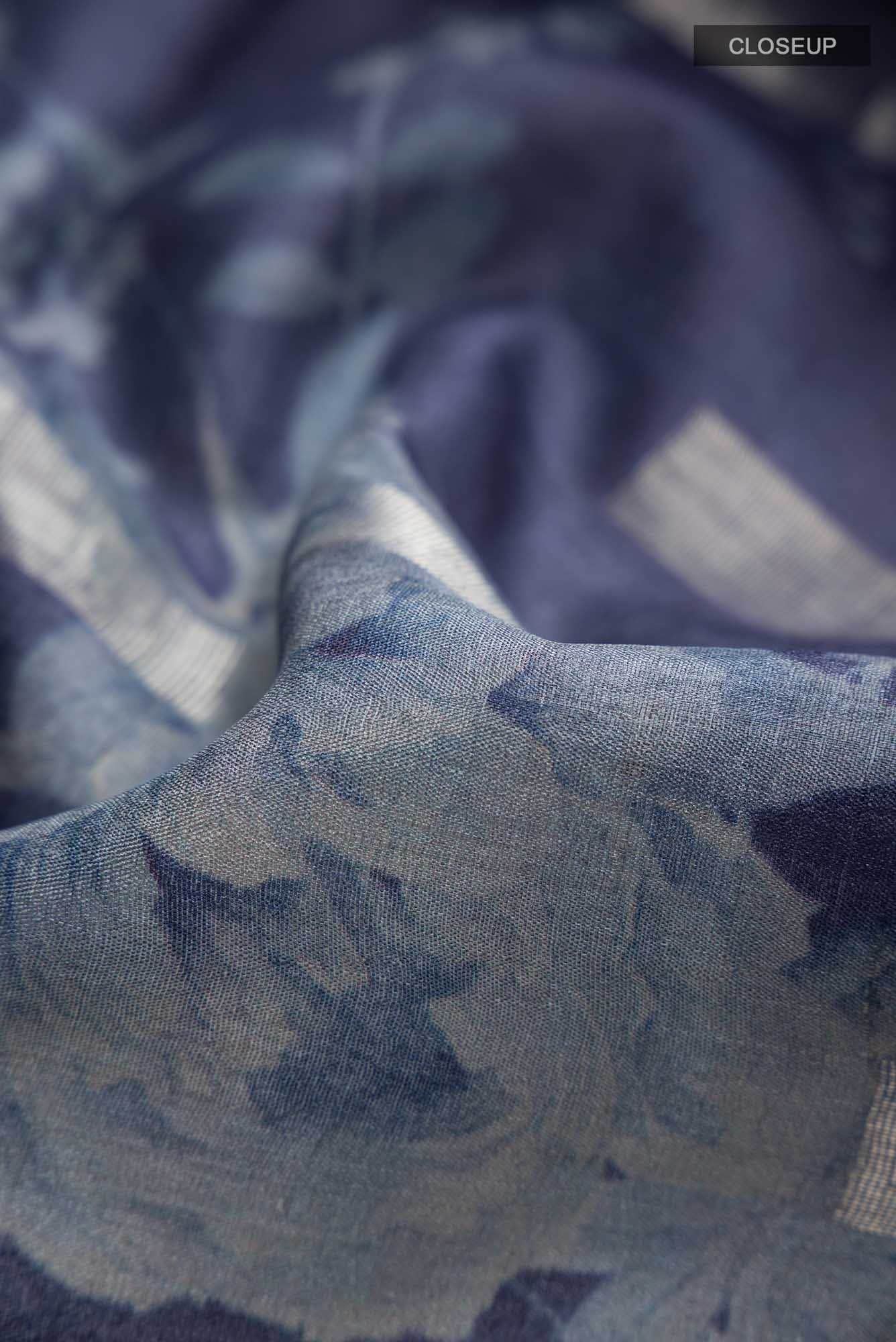 Blue Bhagalpuri Tussar Silk Saree