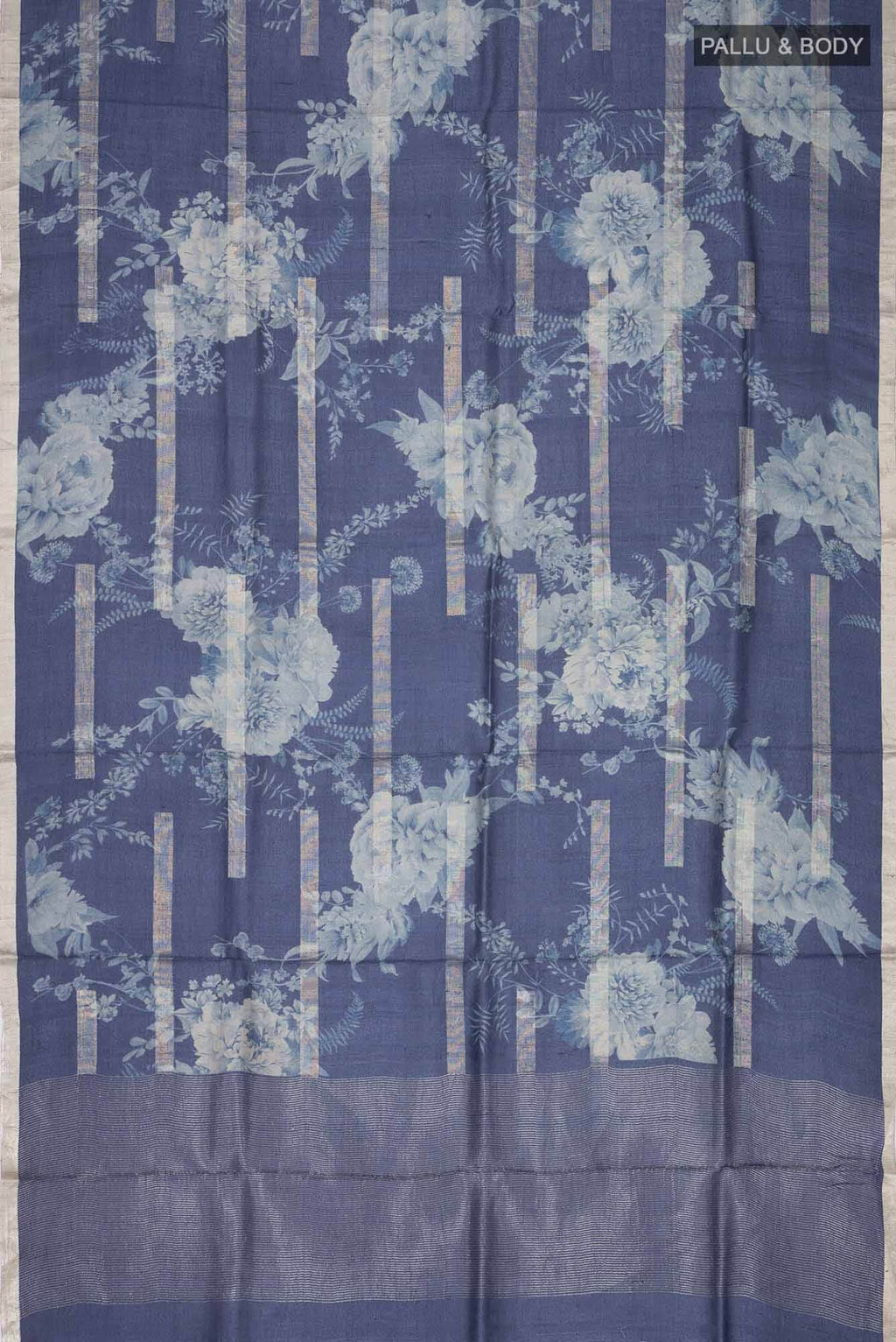 Blue Bhagalpuri Tussar Silk Saree