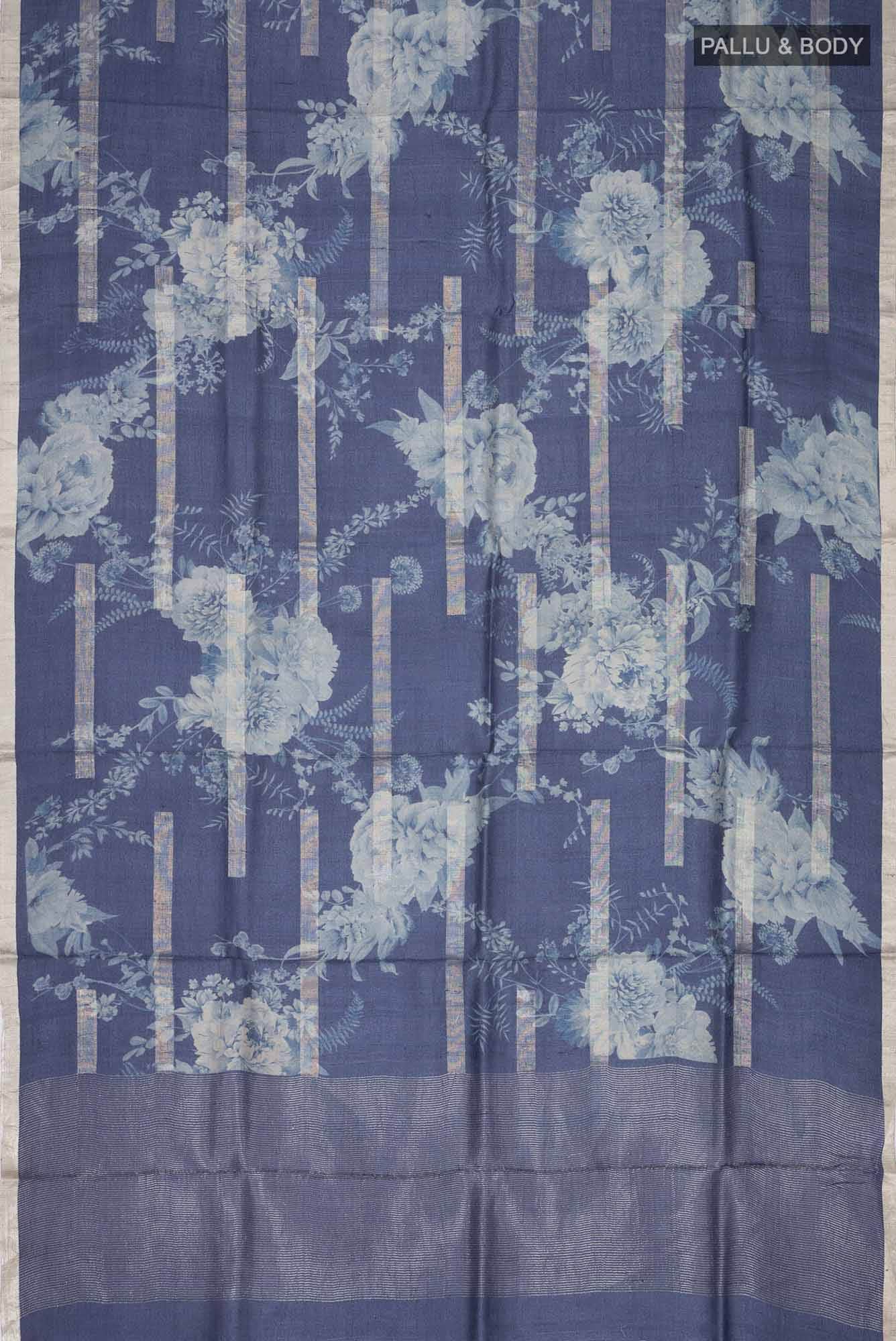 Blue Bhagalpuri Tussar Silk Saree