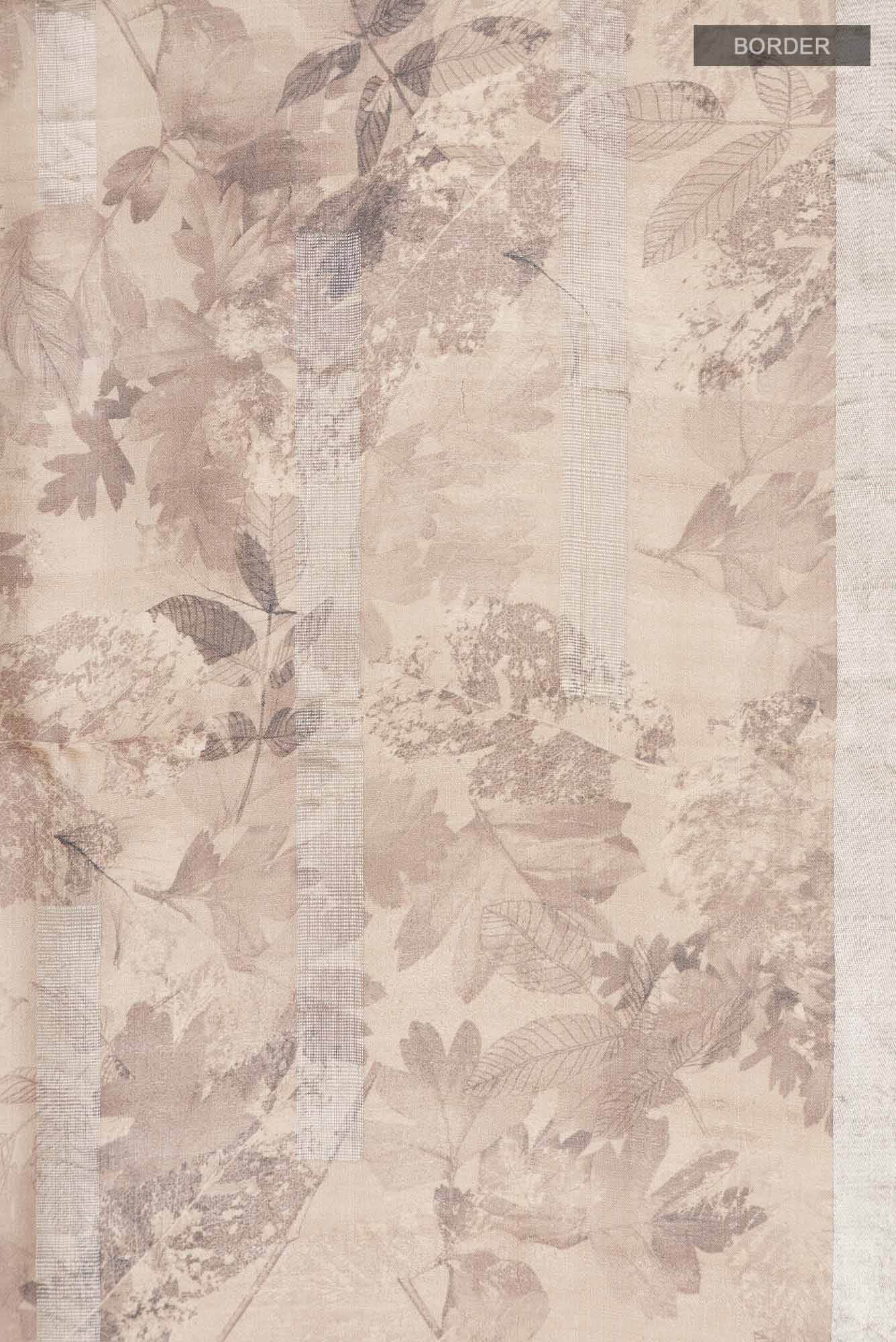 Beige Tussar Silk Saree