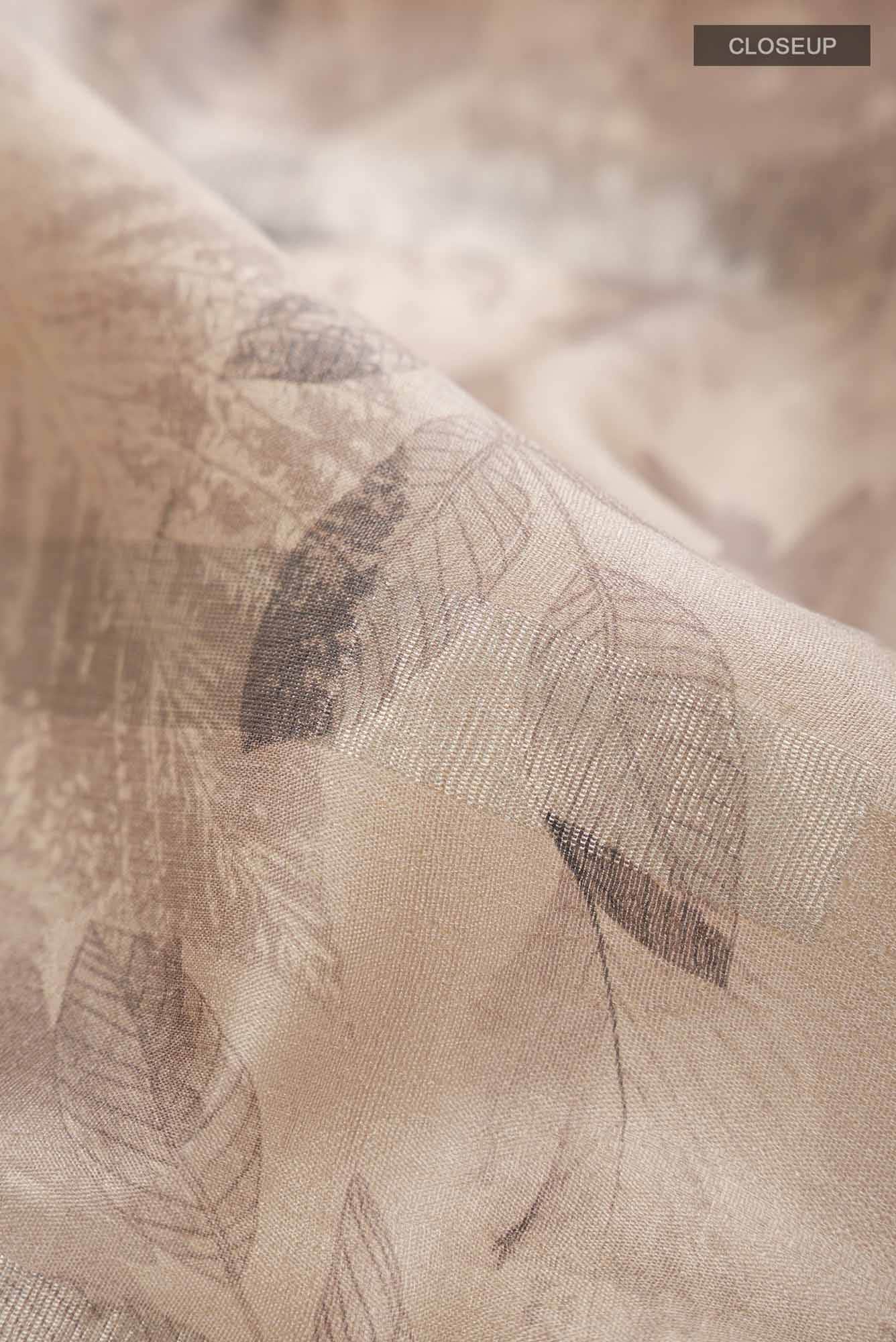 Beige Tussar Silk Saree