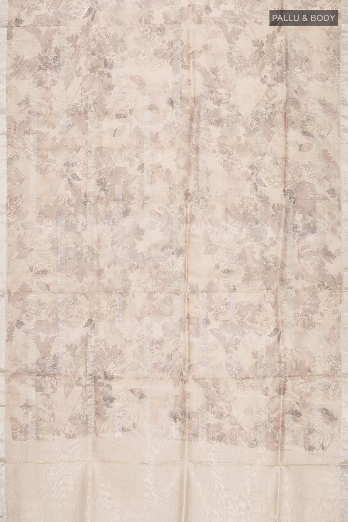 Beige Tussar Silk Saree